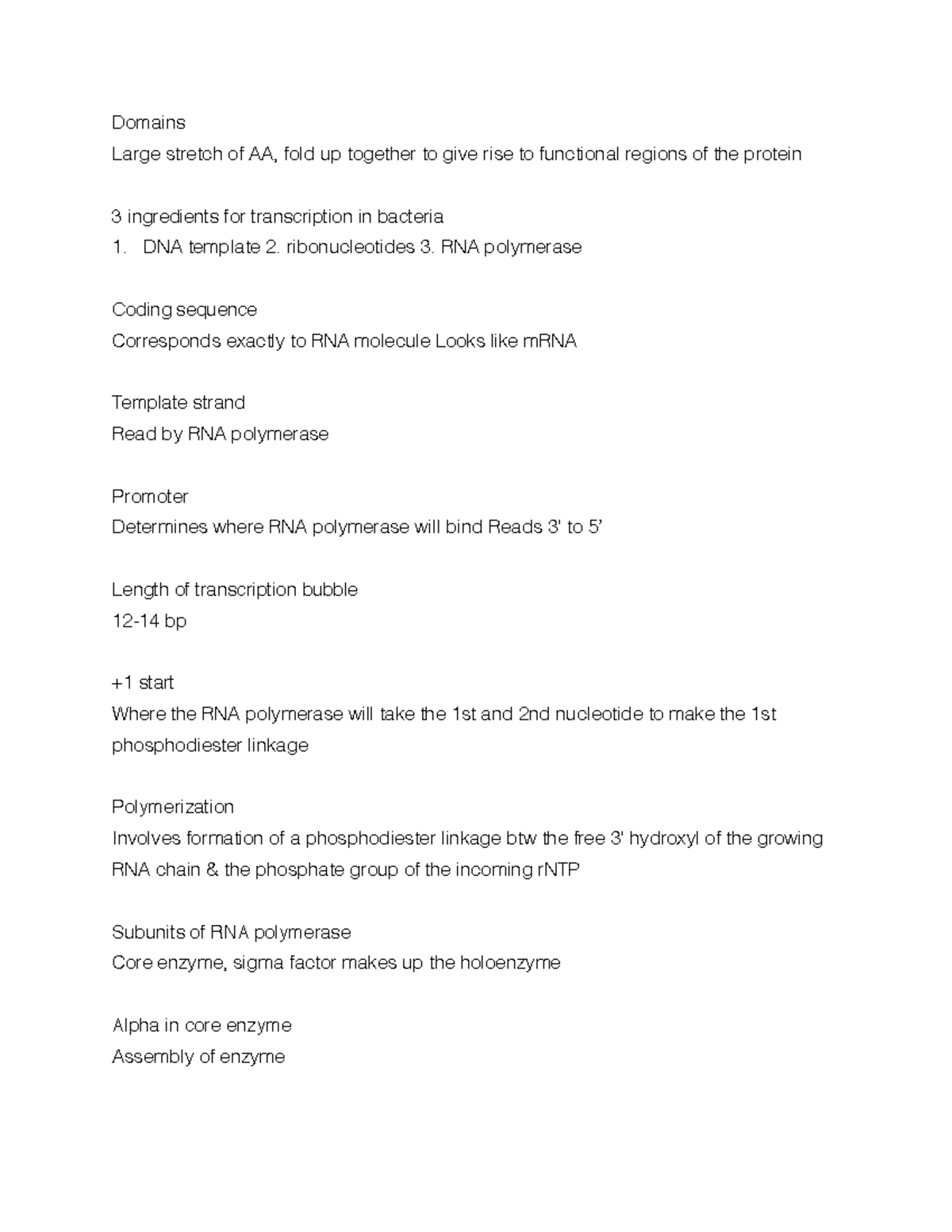 Bio200 3 - BIOL 200 Transcription and Translation Study Guide - Studocu
