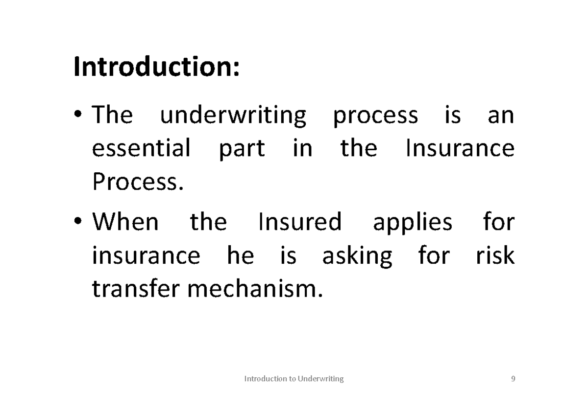 Underwriting Process Overview: Key Principles and Definitions - Studeersnel
