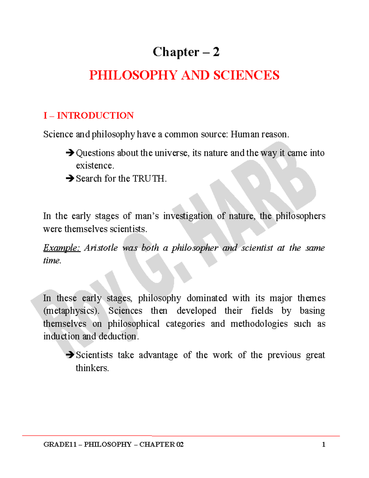 Grade 11 PHILOSOPHY Chapter 02: The Interplay of Philosophy and Science ...