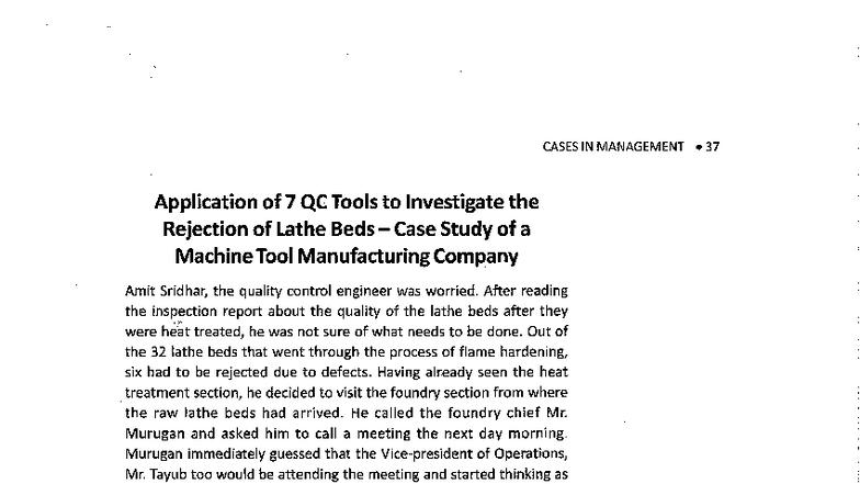 CASE STUDY: Application of 7 QC Tools in Lathe Bed Rejection Analysis ...