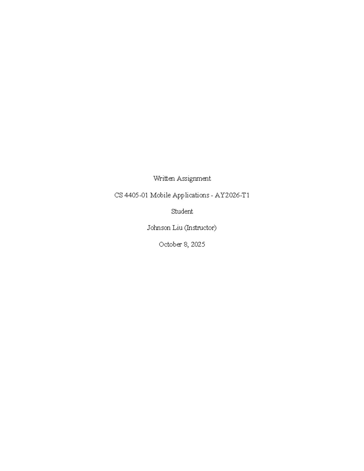 CS 4405-01 Mobile Applications Unit 5 Written Assignment Overview - Studocu