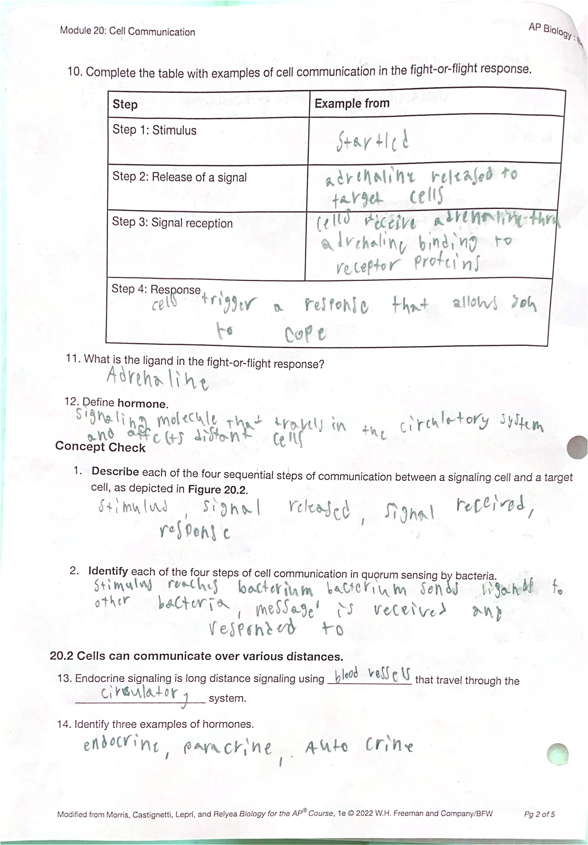 Unit 2 Cell Structure and Function Module 10 Page 3 - AP Biology ...