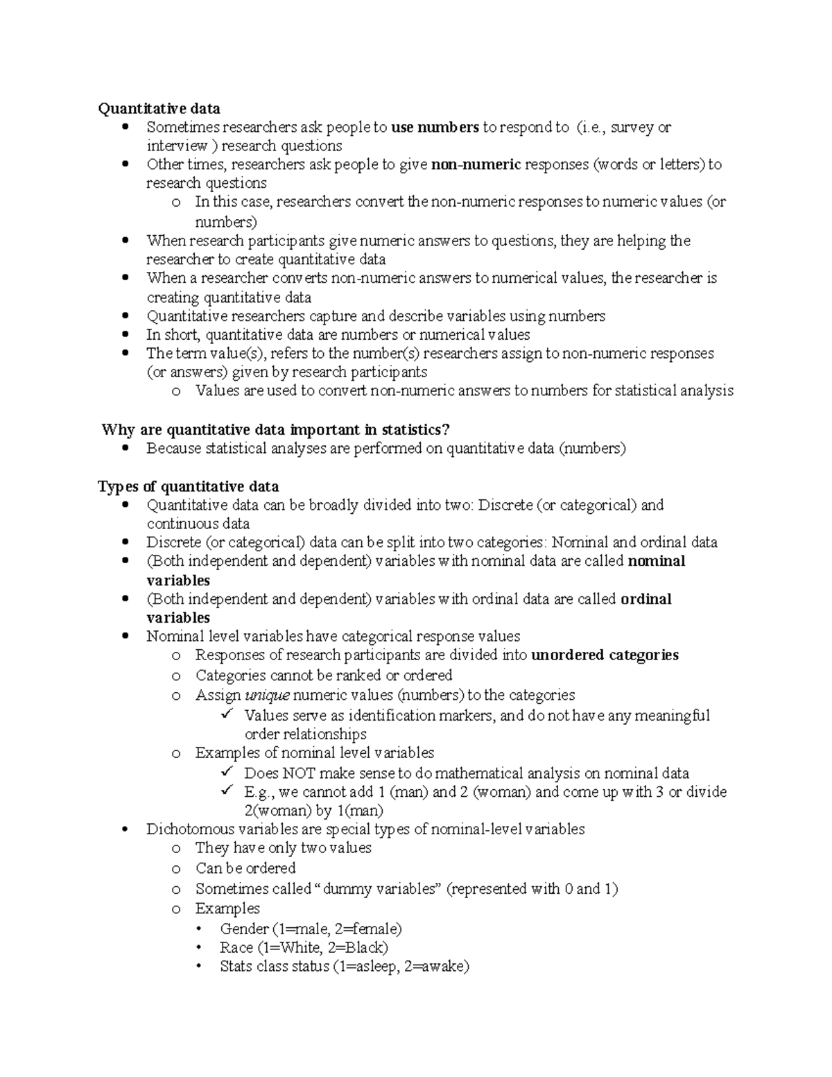 Additional Material for Lecture 2 - Quantitative data Sometimes ...