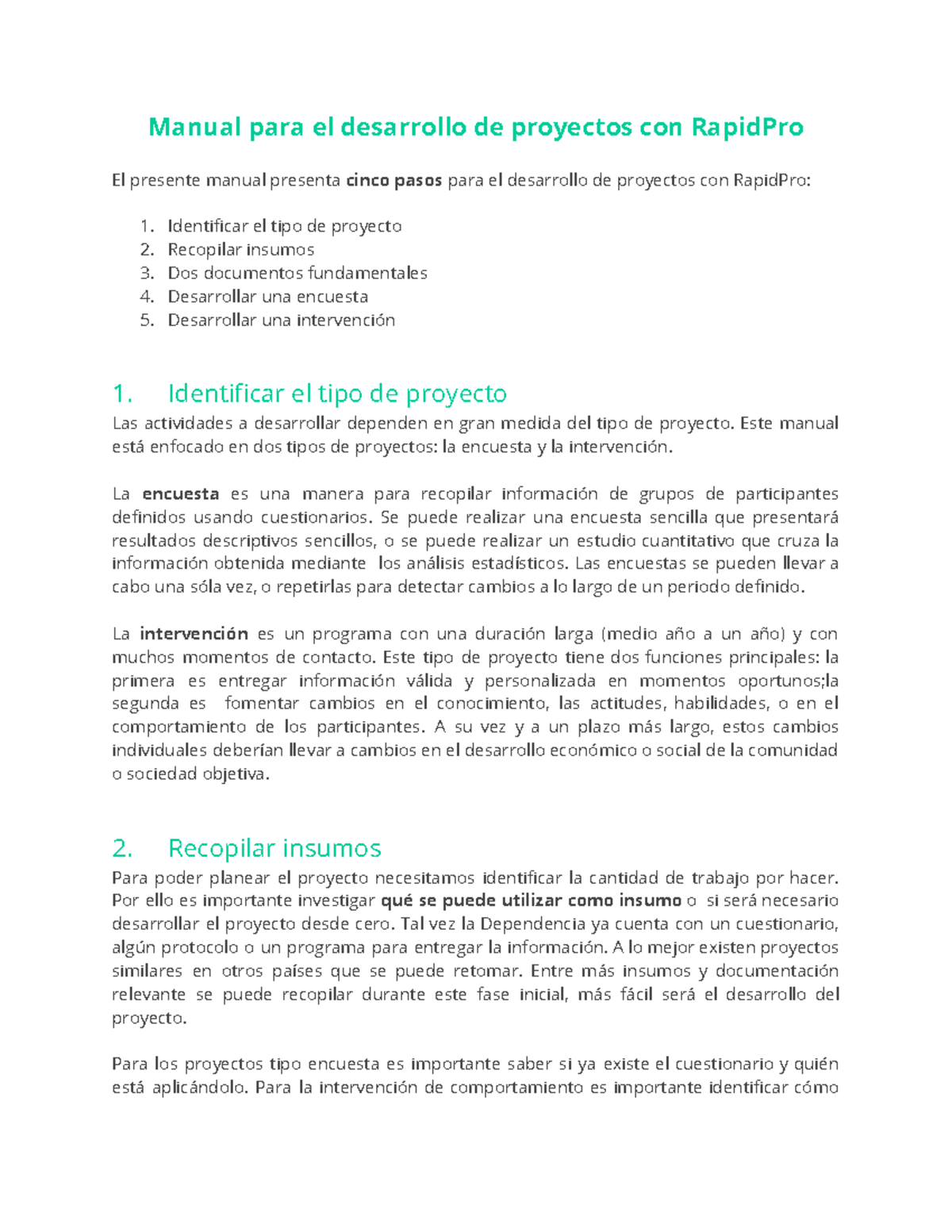 Manual para el Desarrollo de Proyectos con RapidPro: Guía Completa ...