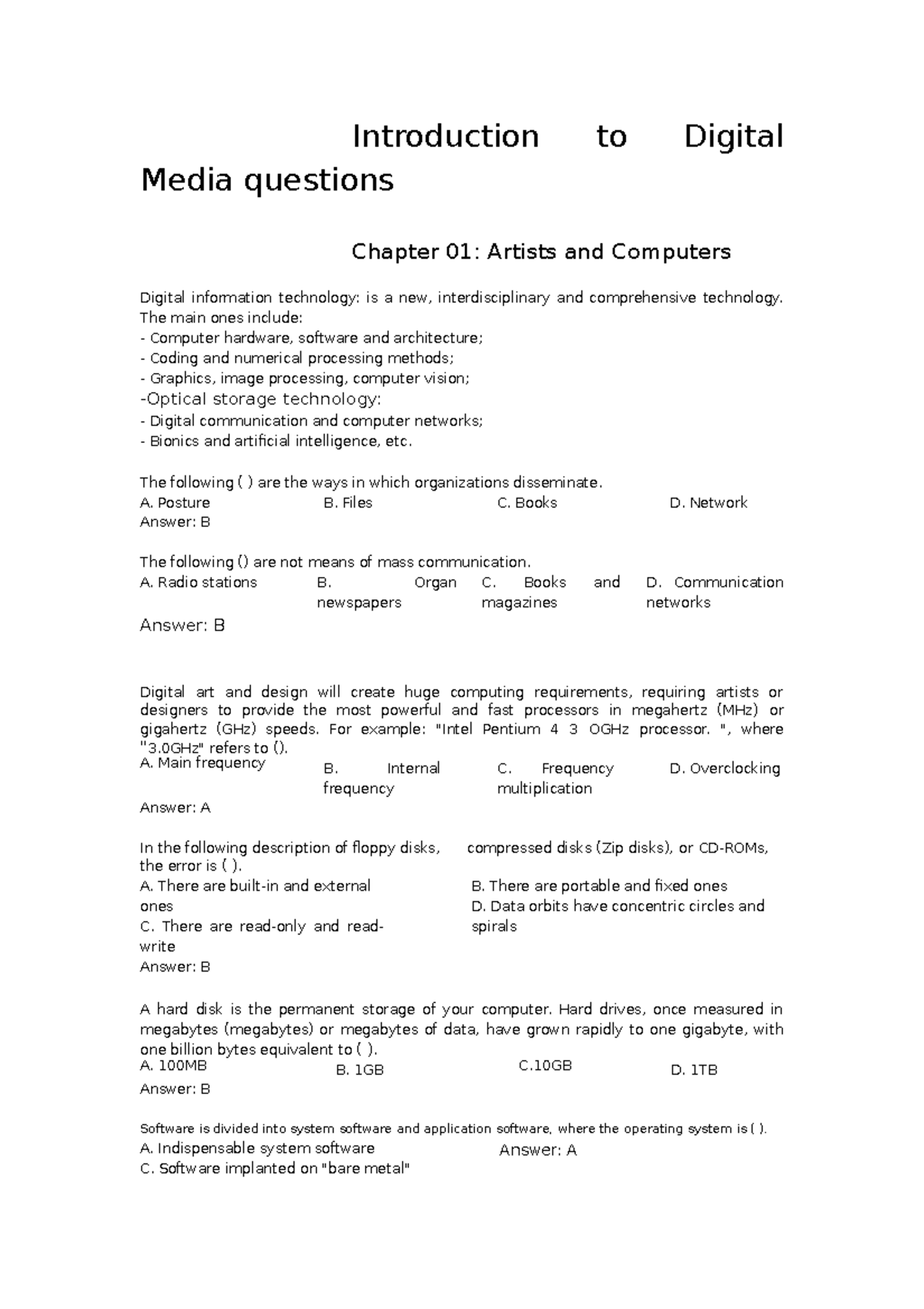 Digital Media Intro Q&A: Chapter 01 to 05 (CSDM 101) - Studocu