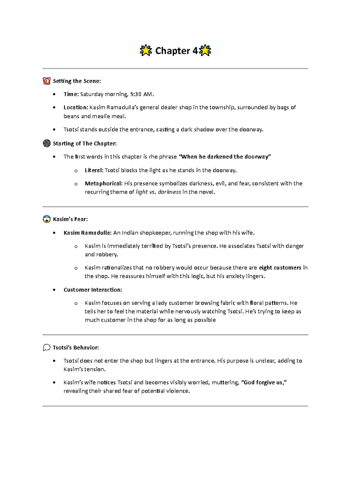 TSOTSI (TSOT 101): Detailed Chapter Summaries & Themes Analysis (Ch. 1
