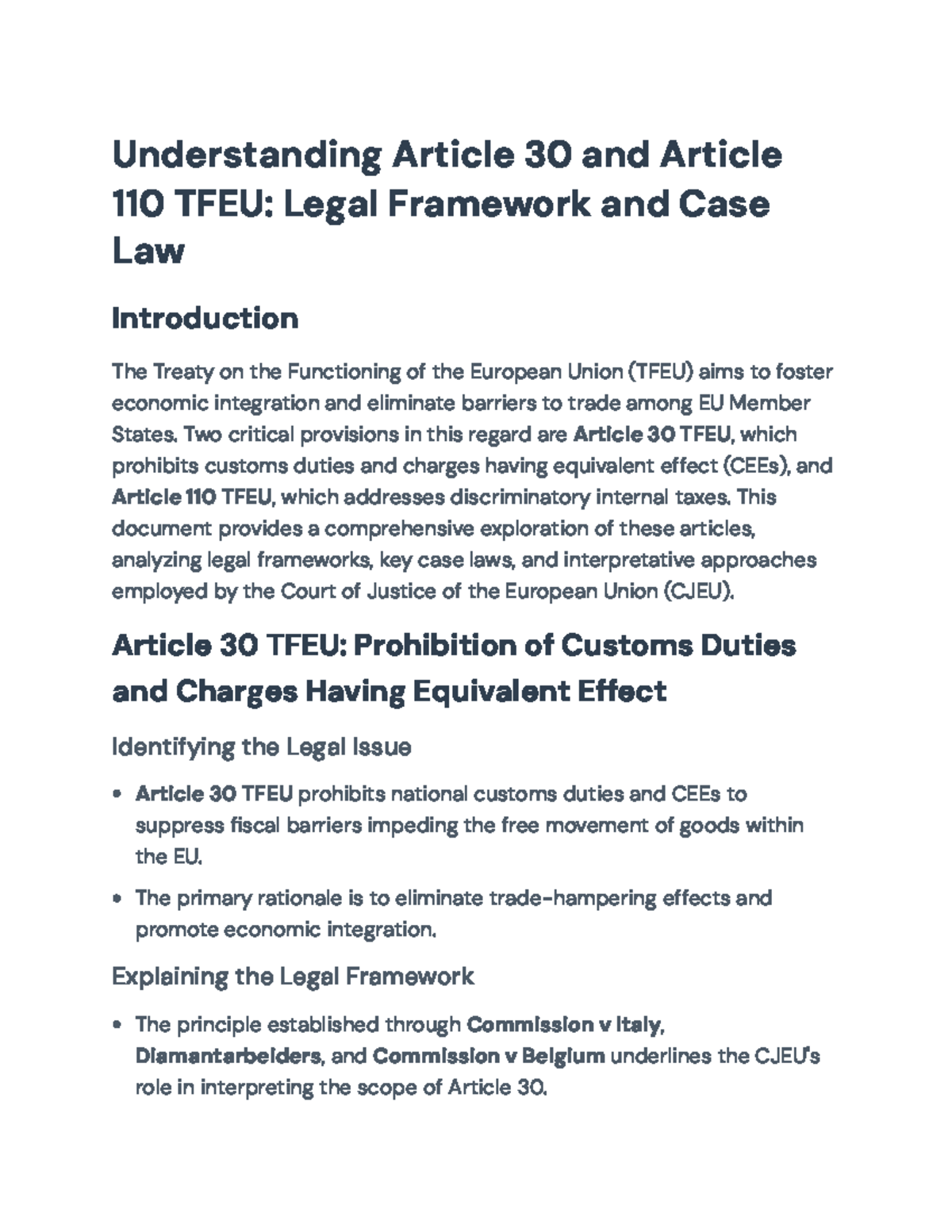 Understanding Articles 30 & 110 TFEU: Legal Framework & Case Law ...