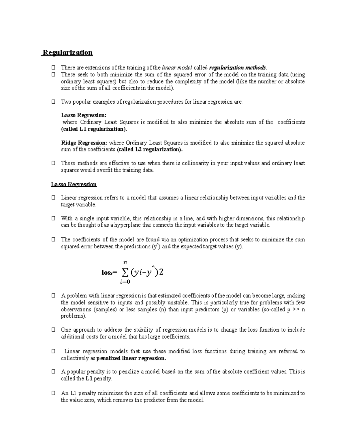 Regularization Methods: Lasso & Ridge Techniques Explained - Studocu