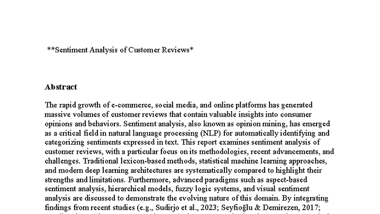 Sentiment Analysis of Customer Reviews - *Sentiment Analysis of ...