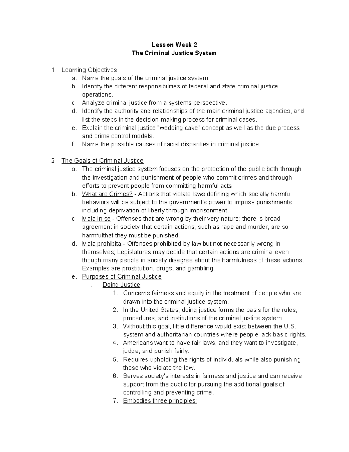 Lesson 2: Overview of the Criminal Justice System and Its Goals - Studocu