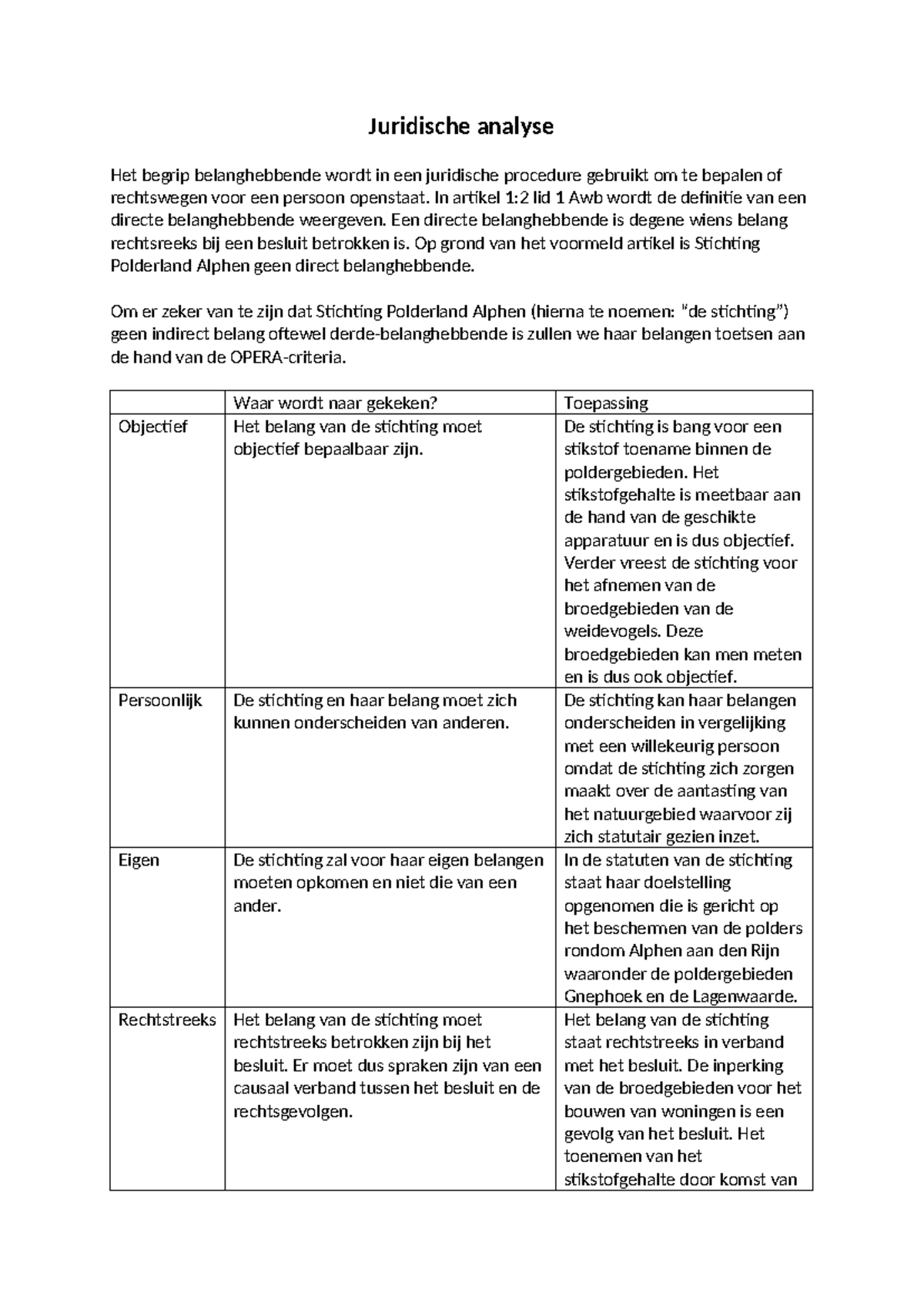 juridische-analyse-van-belanghebbenden-en-opera-criteria-studeersnel