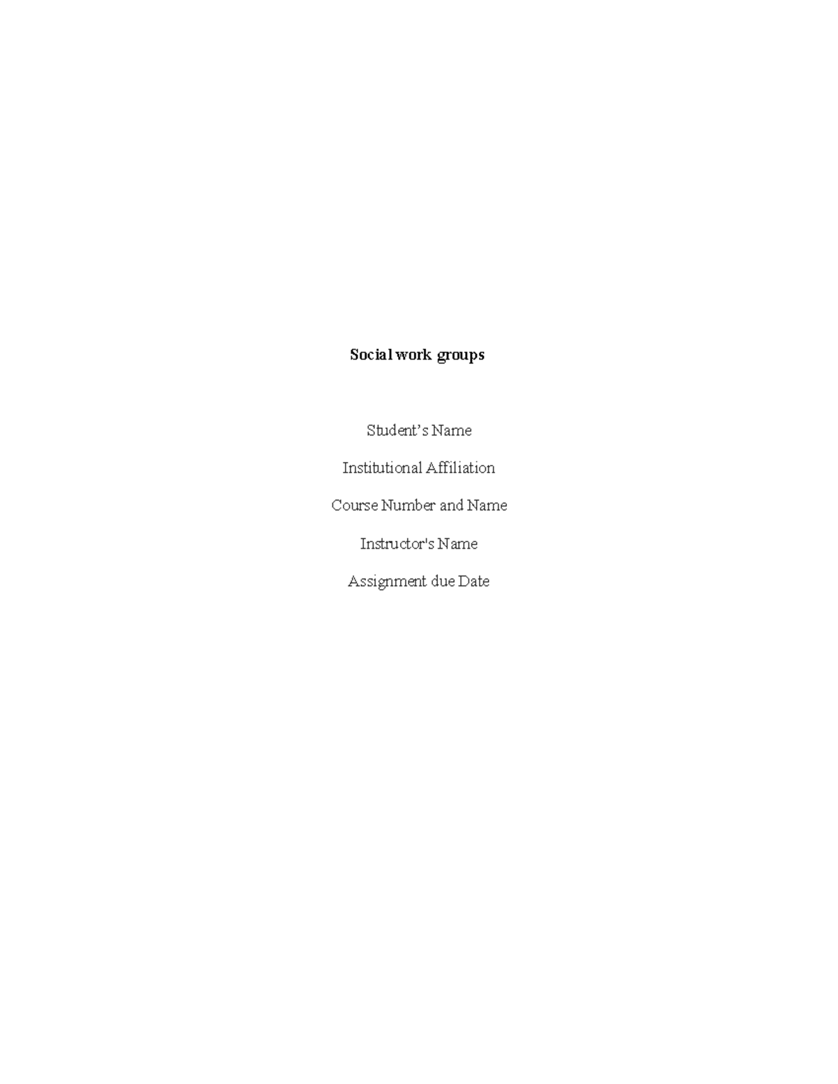 79919 - Social Work Groups: Types, Roles, and Impacts - Studocu