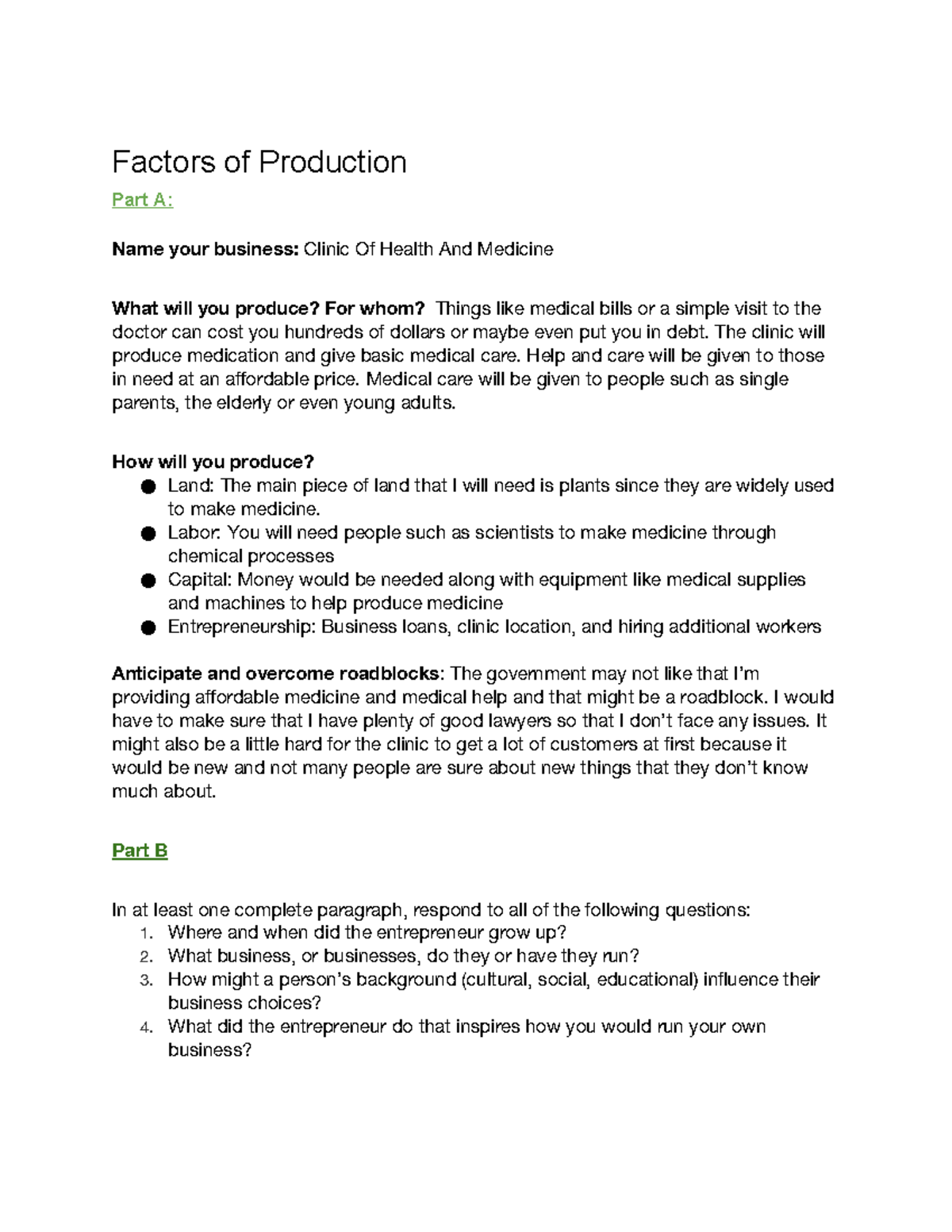 2.02 Factors of Production and Entrepreneurial Insights - Studocu