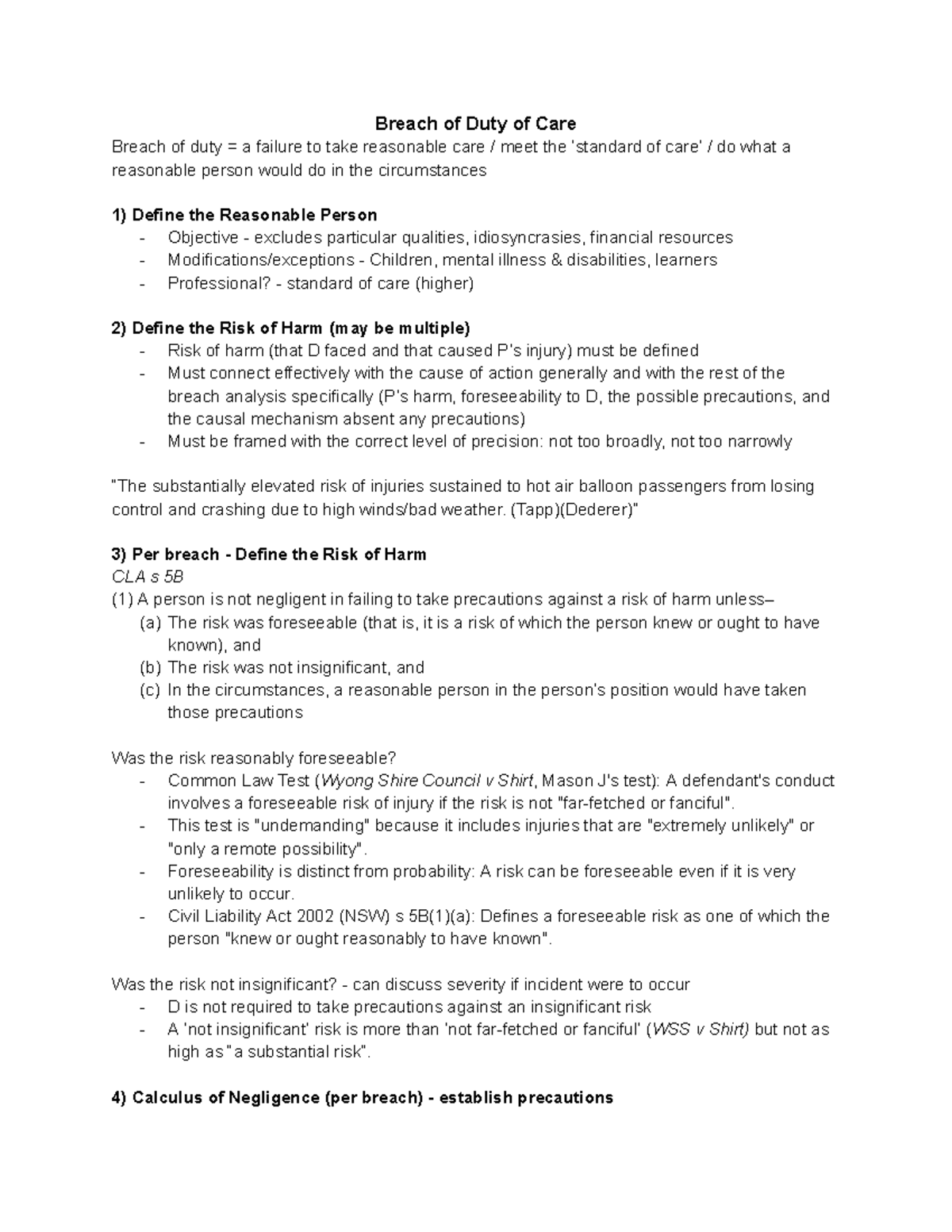 Breach of Duty of Care: Understanding Negligence Principles and ...