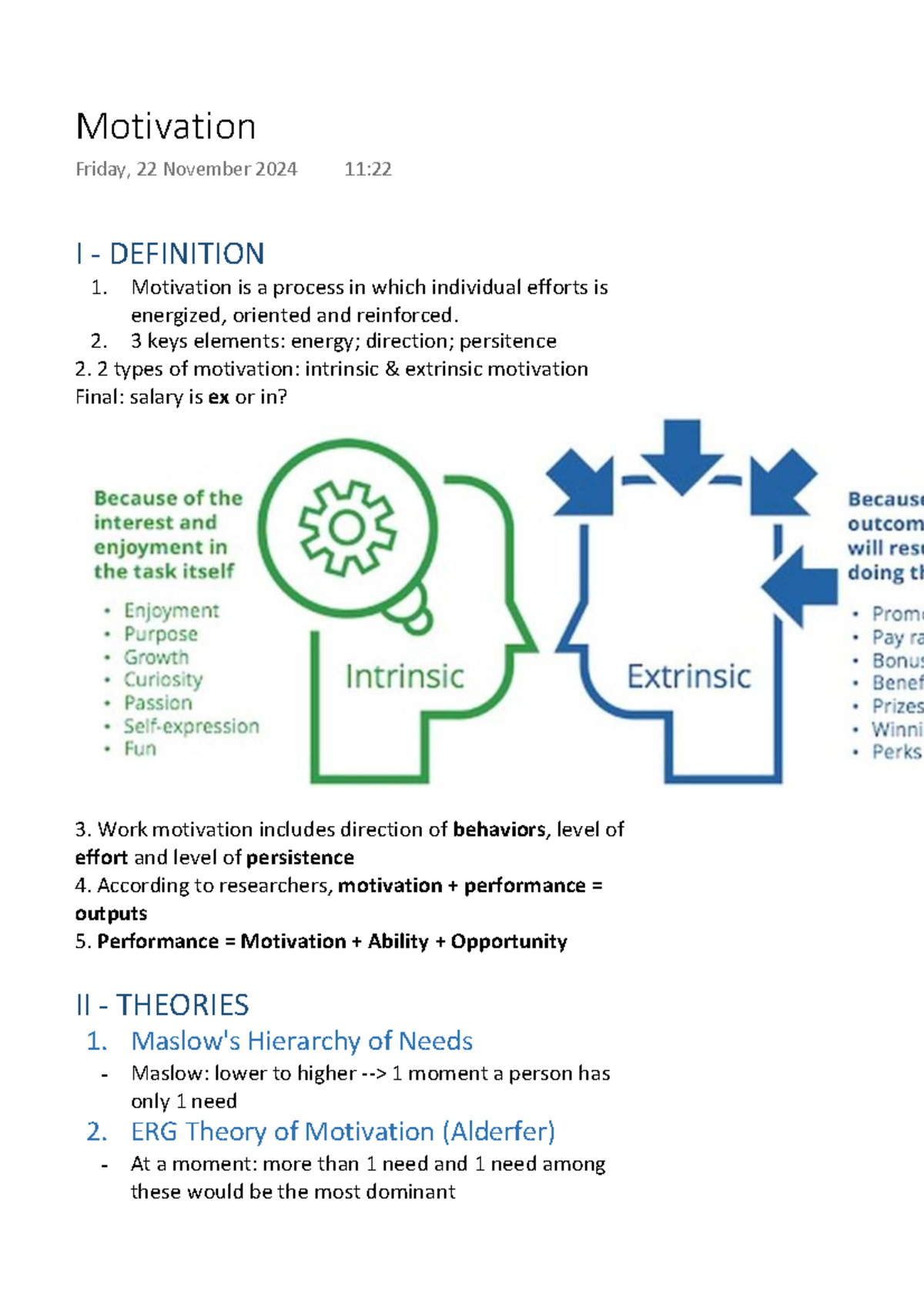 Motivation Theories and Concepts: A Comprehensive Overview - Studocu