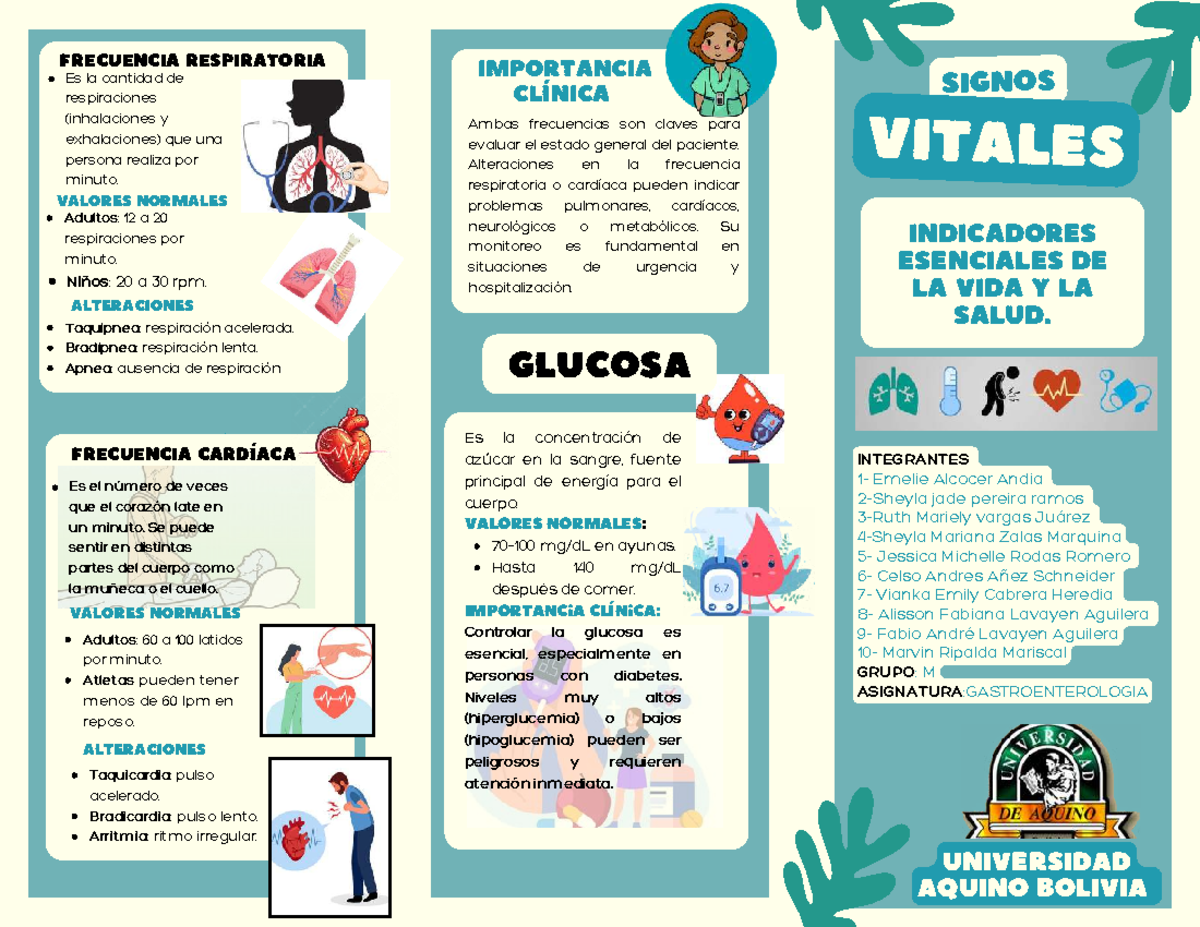 Folleto Tríptico de Signos Vitales: Frecuencia Respiratoria y Cardíaca - Document Preview