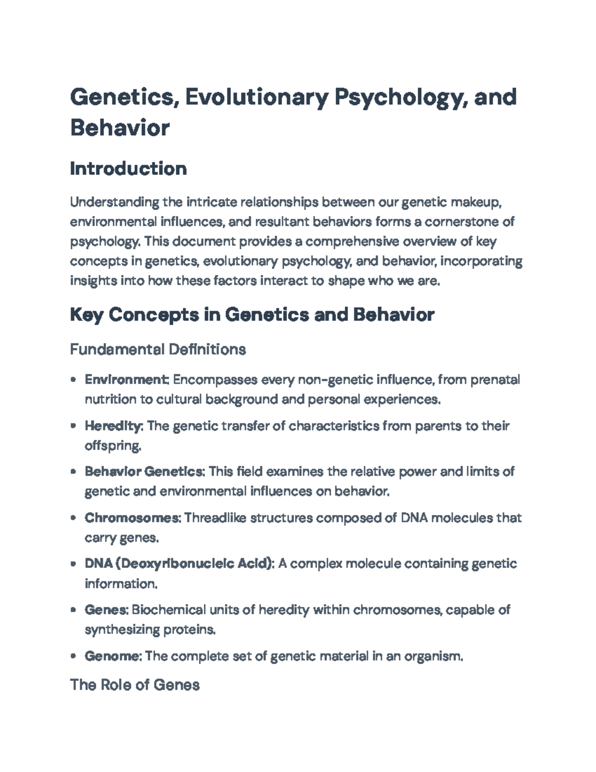 Genetics and Evolutionary Psychology: Interplay of Nature and Nurture ...