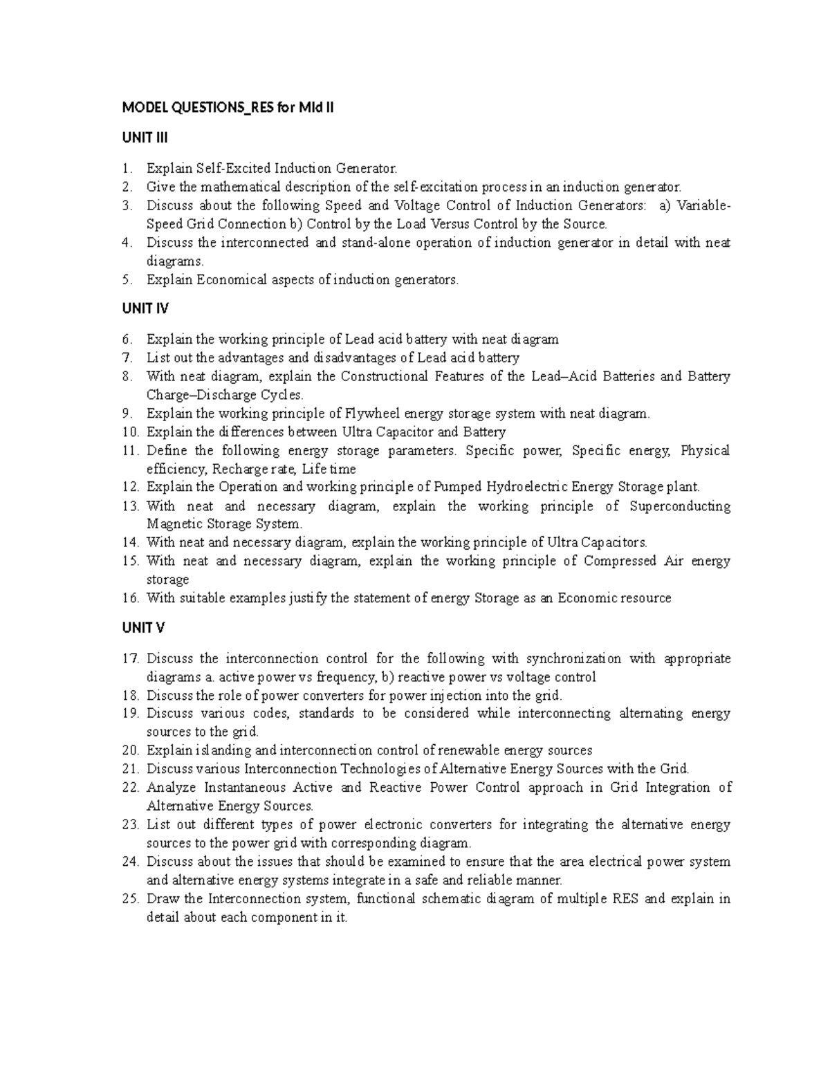 Model Questions for Mid II - RES: Induction Generators & Energy Storage ...