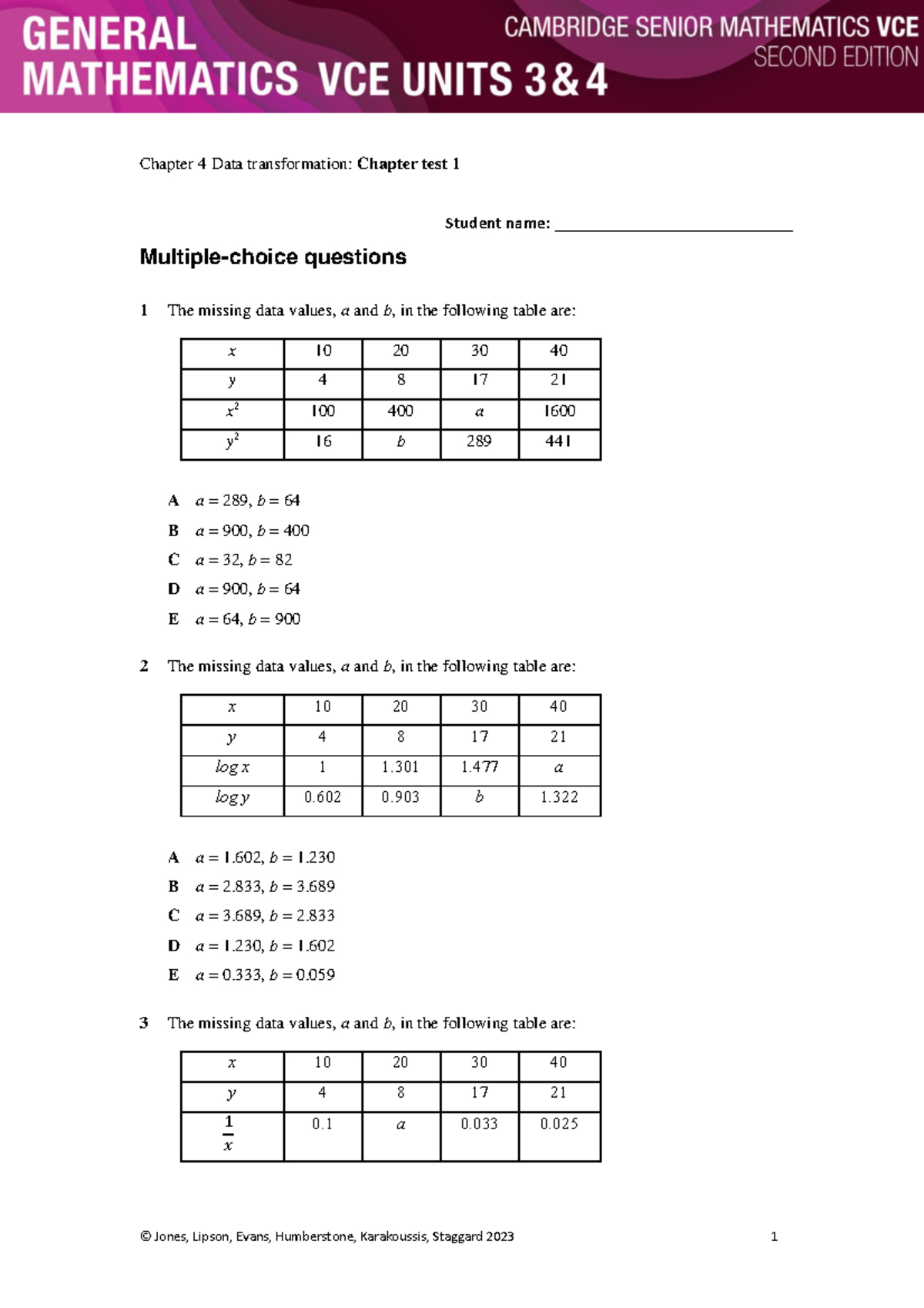 Chapter 4 Data Transformation: Test 1 Questions and Answers - Studocu
