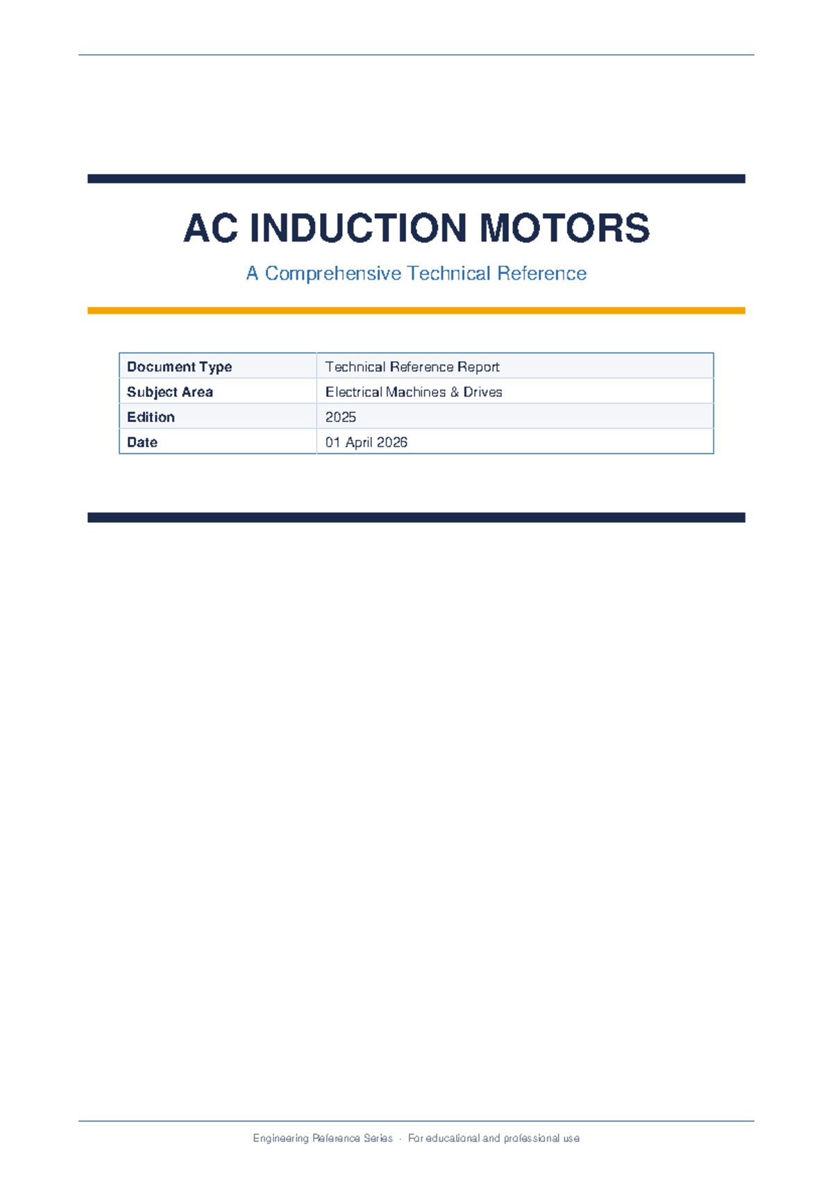 AC INDUCTION MOTORS: A Technical Reference Report (2025) - Studocu