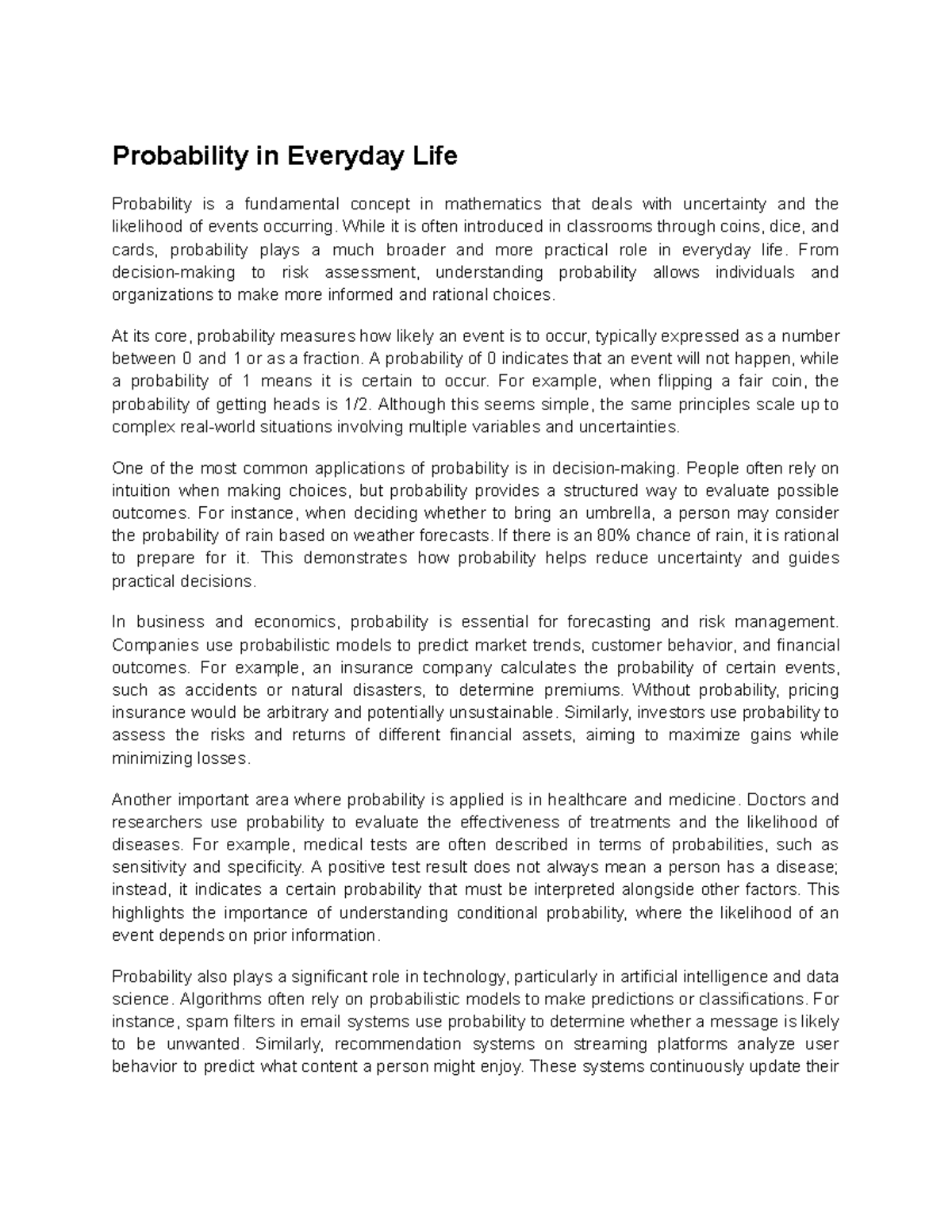 Probability in Everyday Life: Understanding Its Practical Applications ...