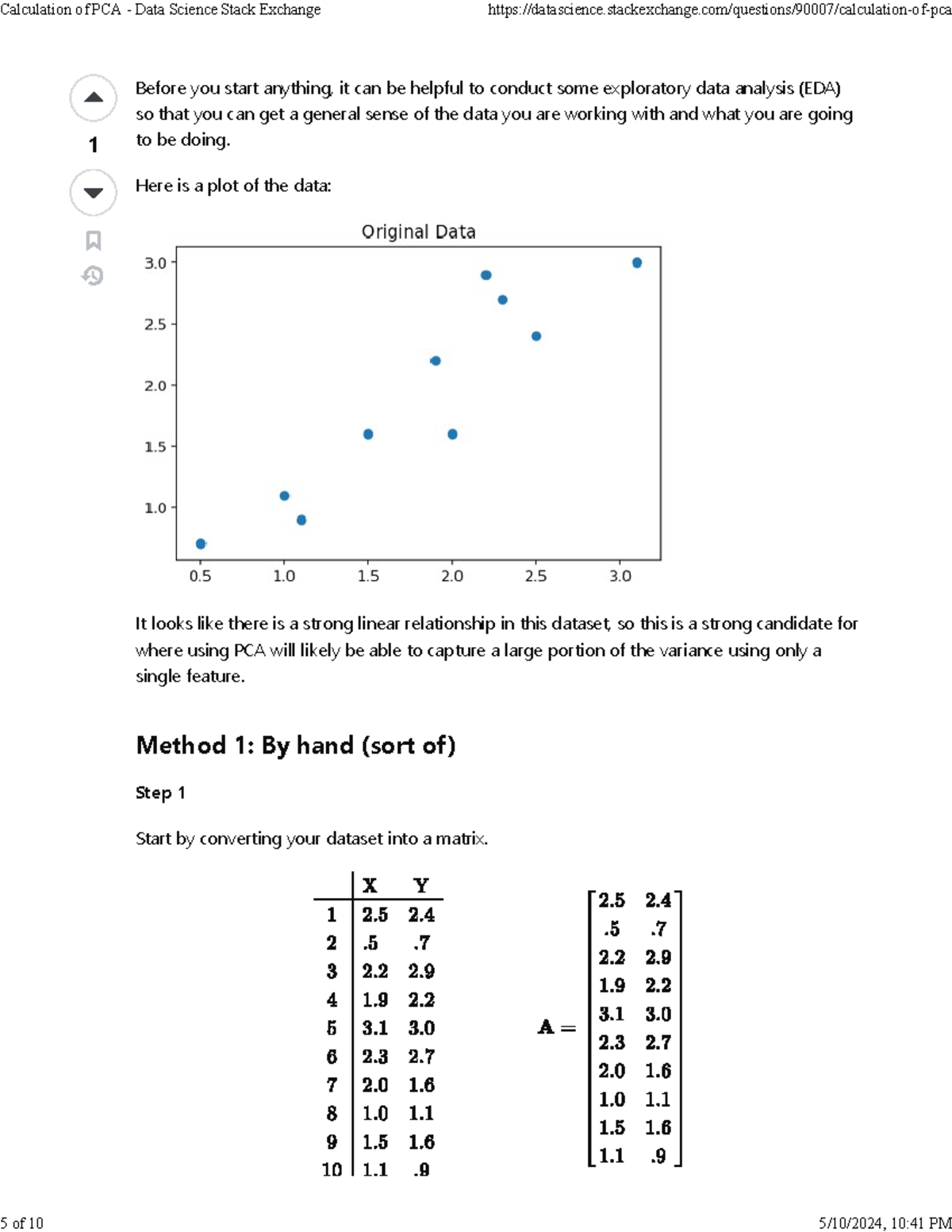 PCA Calculation Methods: EDA, Covariance, Eigen Values & Vectors - Studocu