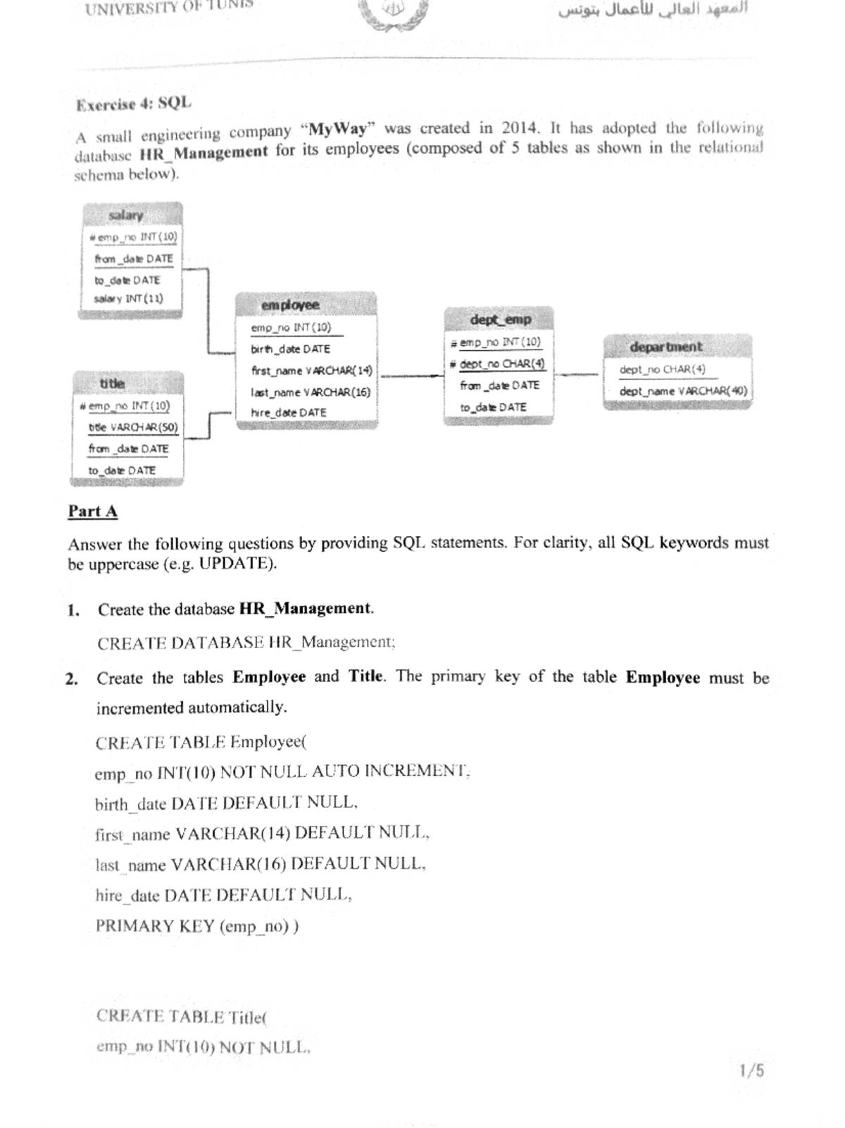 Correction Exercise 4 SQL - Lecture Notes 10 - Studocu