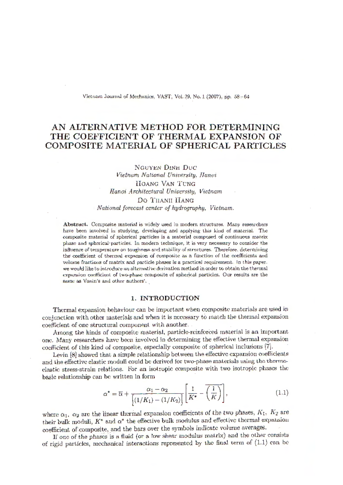 Alternative Method for Thermal Expansion Coefficient of Composites ...