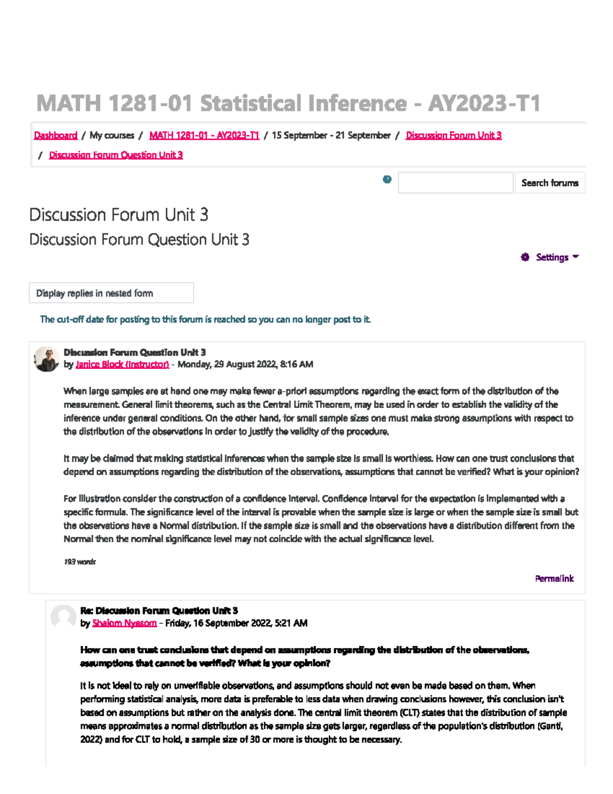 MATH 15 Discussion Forum: Insights on Statistical Inference and Sample ...