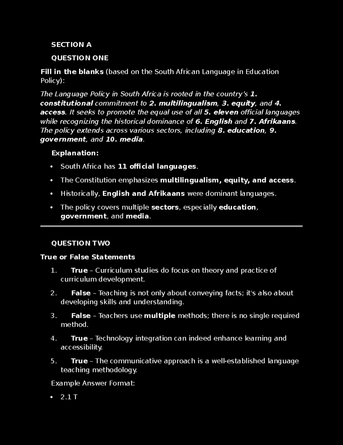South African Language Policy in Education: Key Insights and Analysis ...