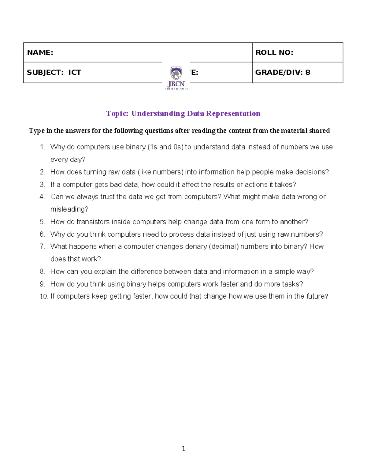 Activity 1 reflection - ICT assignment based on computers related ...
