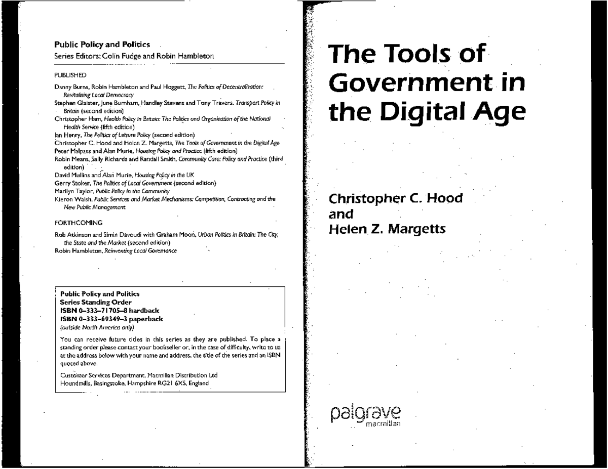 The Tools of Government in the Digital Age: Analyzing Modern Governance ...