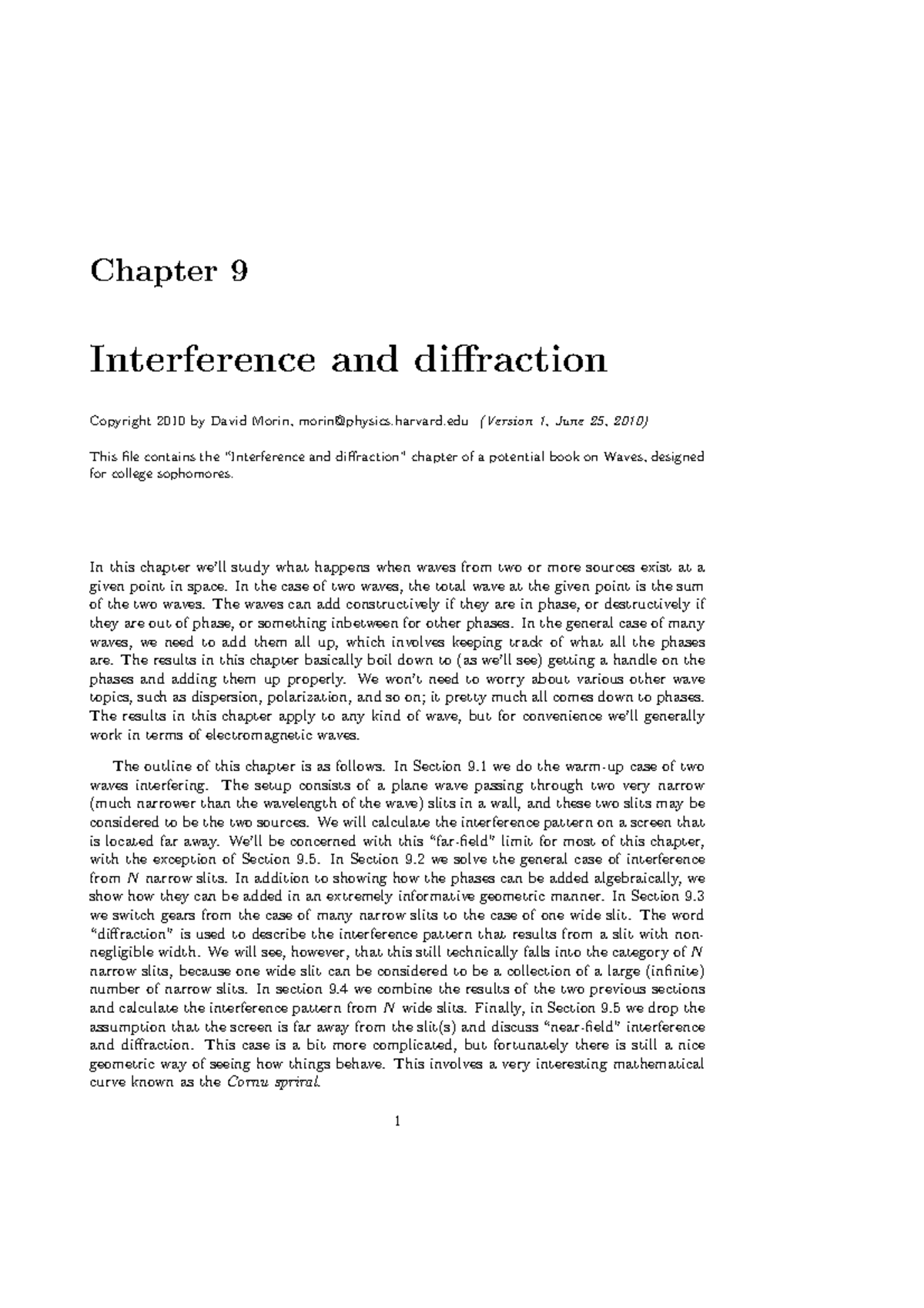 Chapter 9: Interference and Diffraction in Waves (WAV 2010) - Studocu