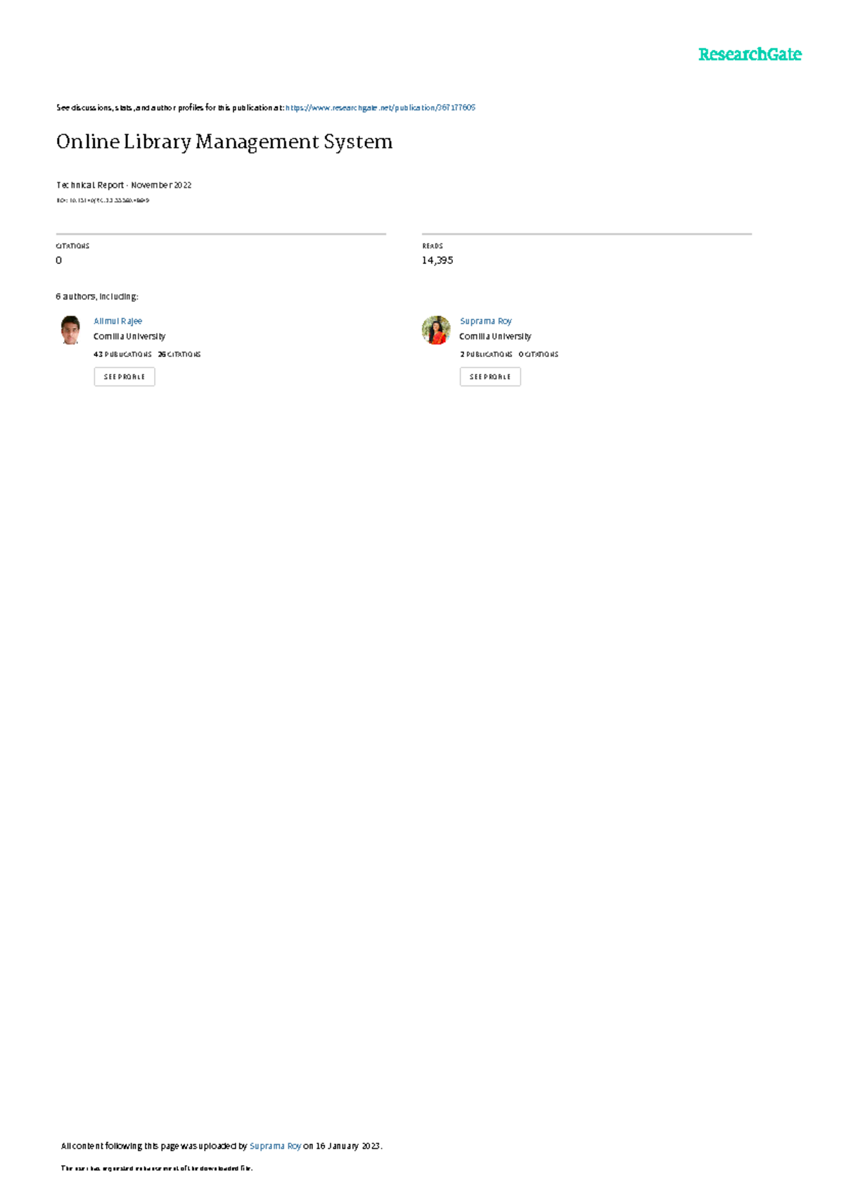 Online Library Management System Project Report (ICT-408) - Studocu