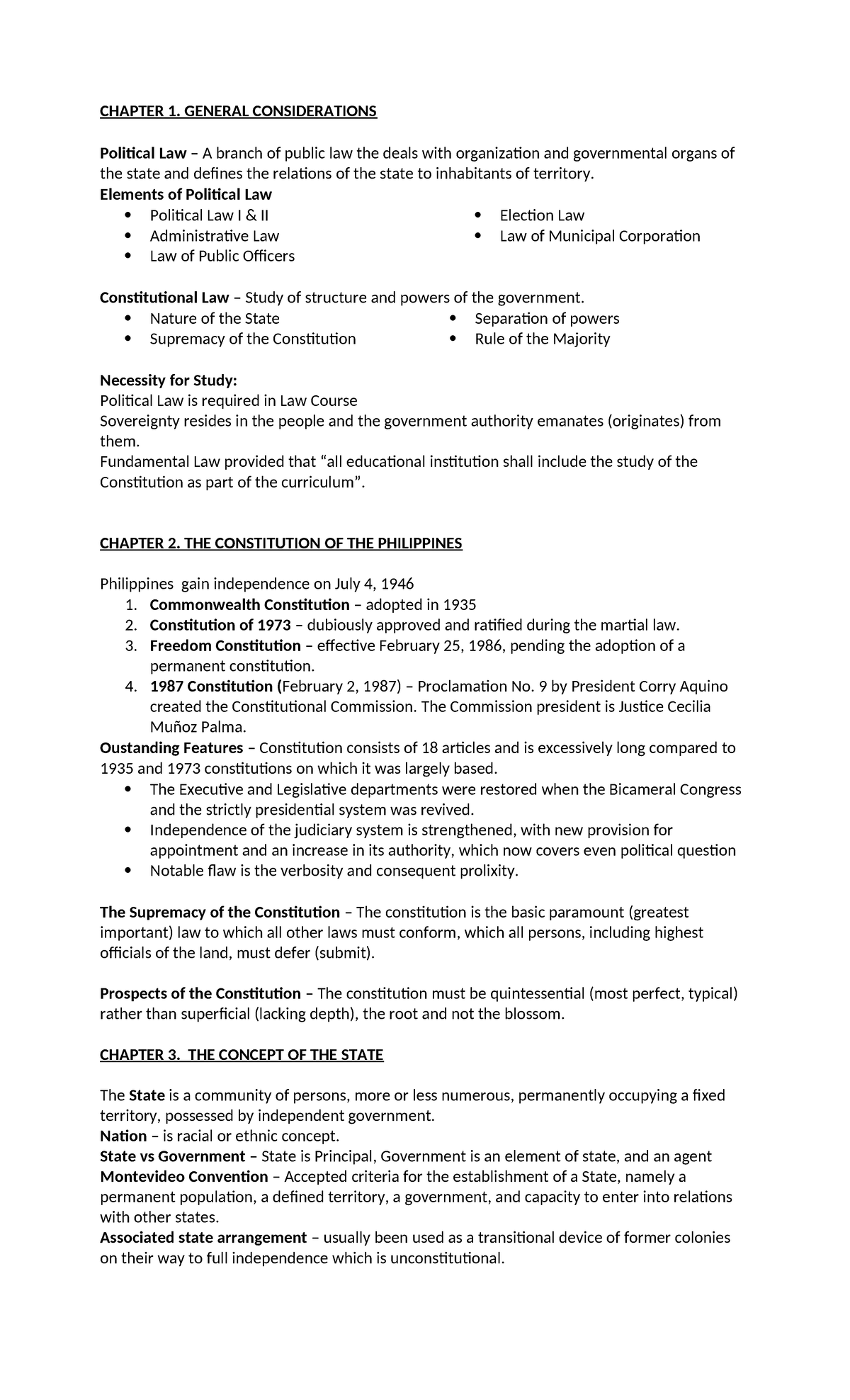 Political Law Reviewer: Key Concepts and Theories - Studocu