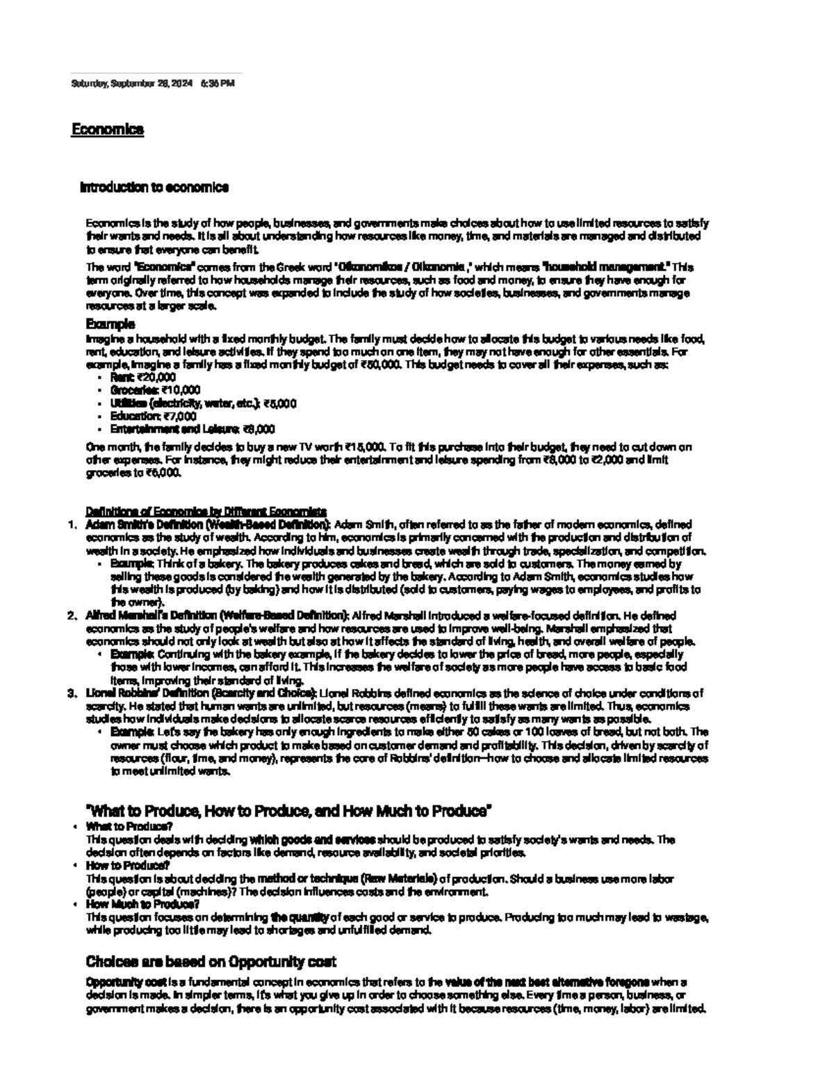 SEM - 1 Comprehensive Economics Study Notes and Key Concepts - Studocu