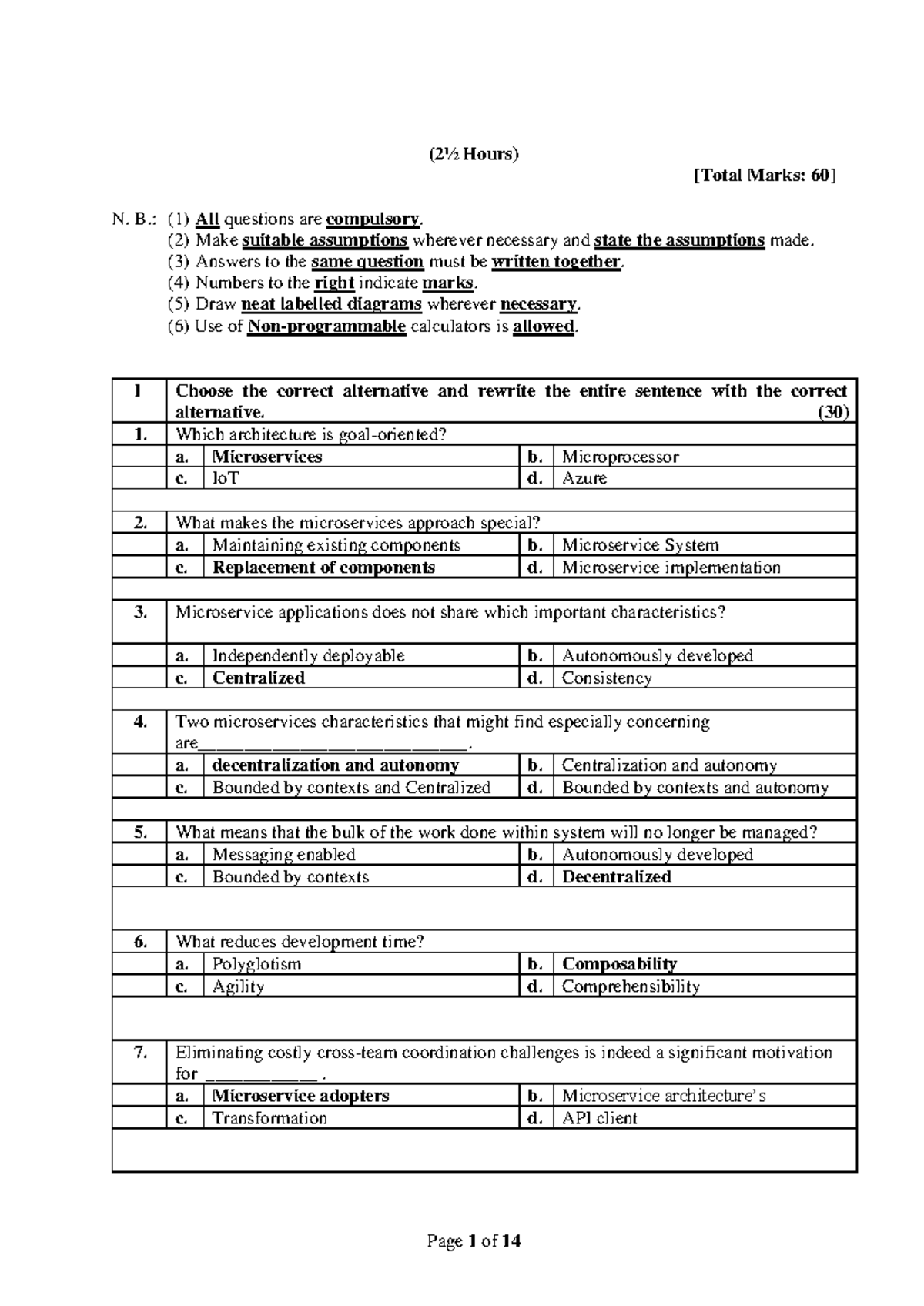 MSA Solution Key - Noskdjeheuej - (2½ Hours) [Total Marks: 60] N. B ...