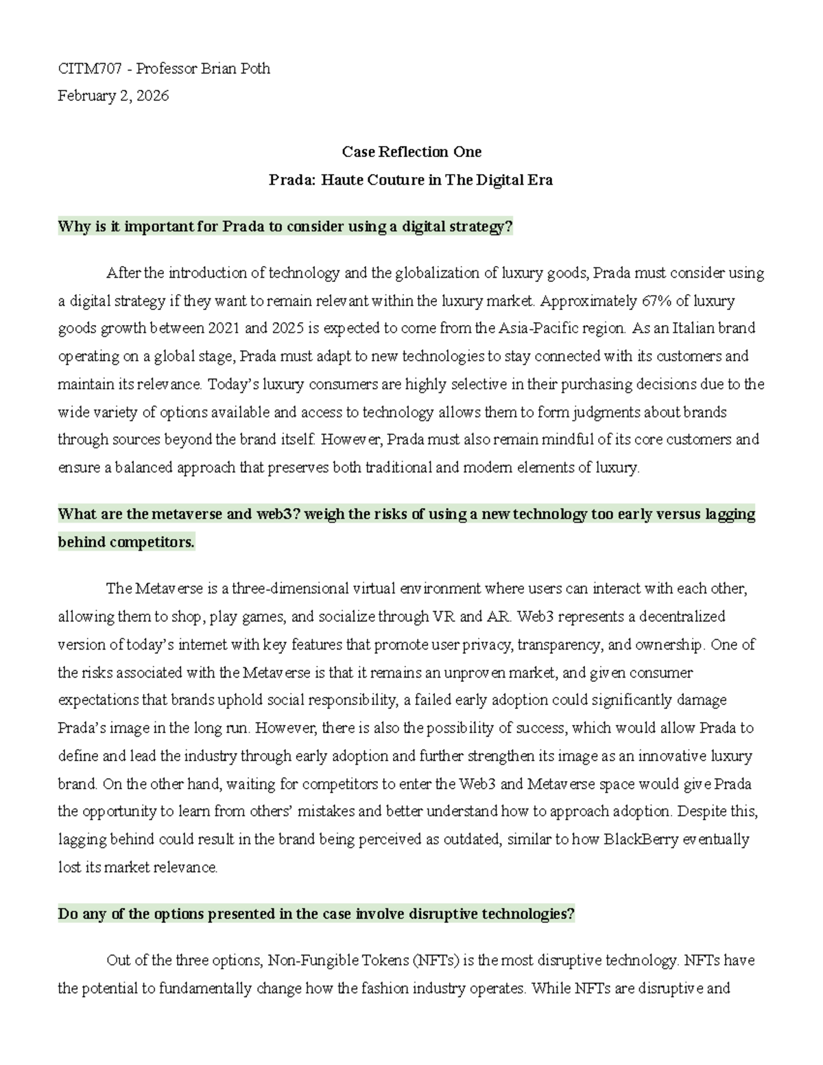 CITM707 Case Reflection: Prada's Digital Strategy in Luxury Fashion ...
