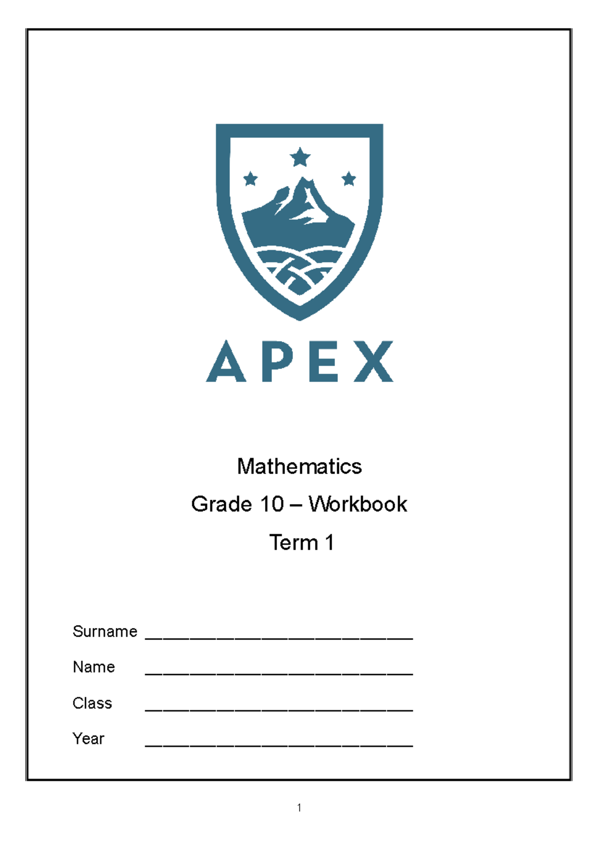 Mathematics Grade 10 Workbook Term 1: Algebra, Exponents & Equations ...
