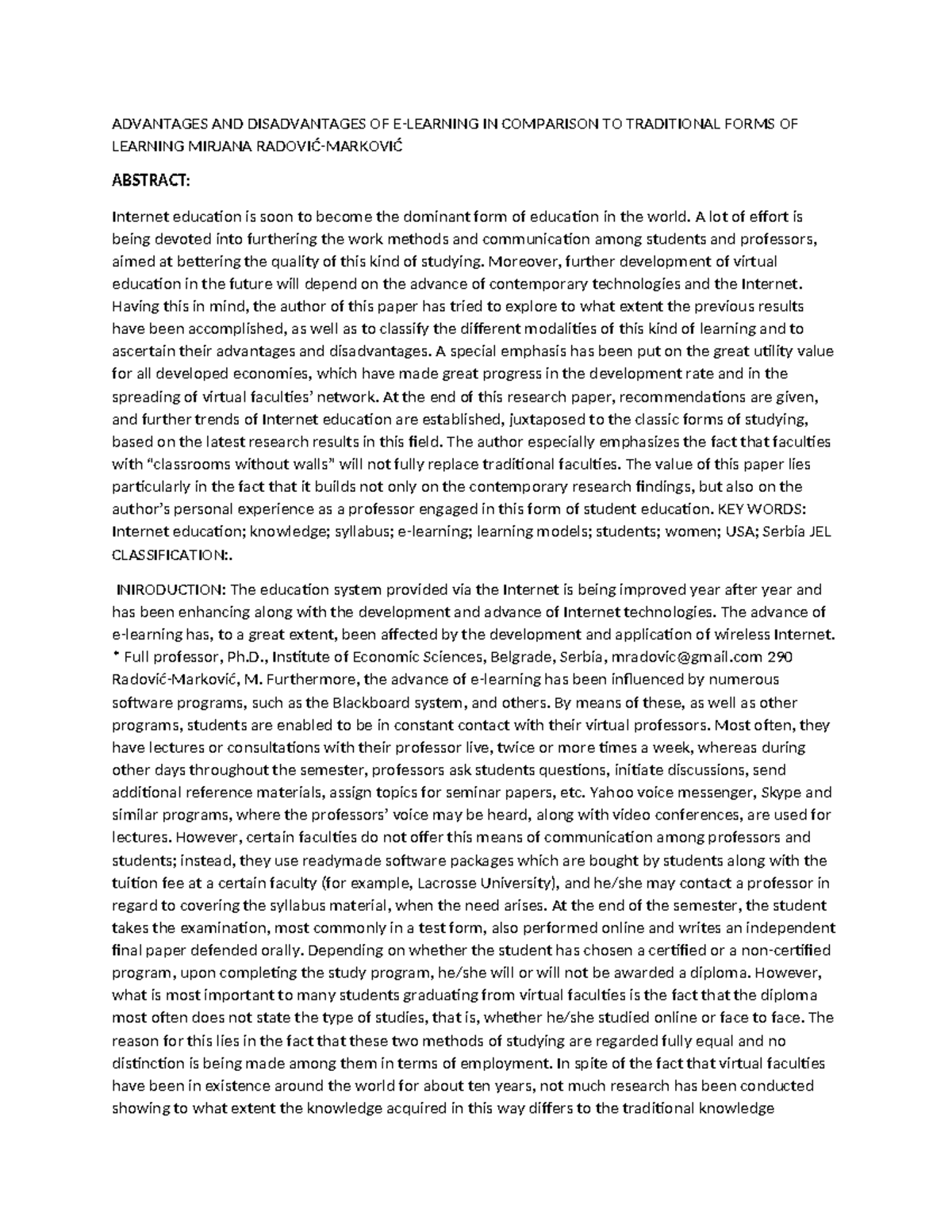 Advantages AND Disadvantages OF E - ADVANTAGES AND DISADVANTAGES OF E ...
