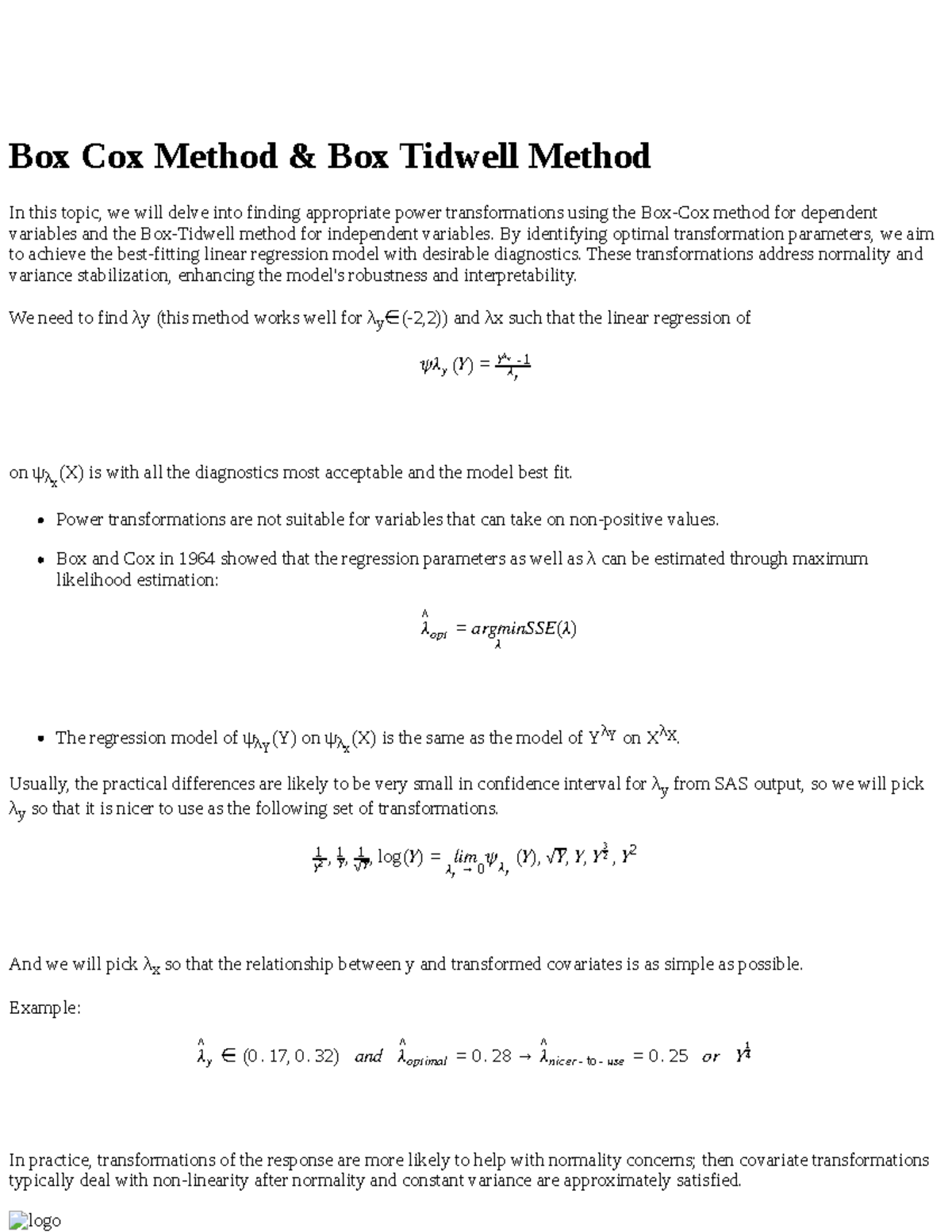 09 Box-Cox and Box-Tidwell Methods: Power Transformations in Regression ...