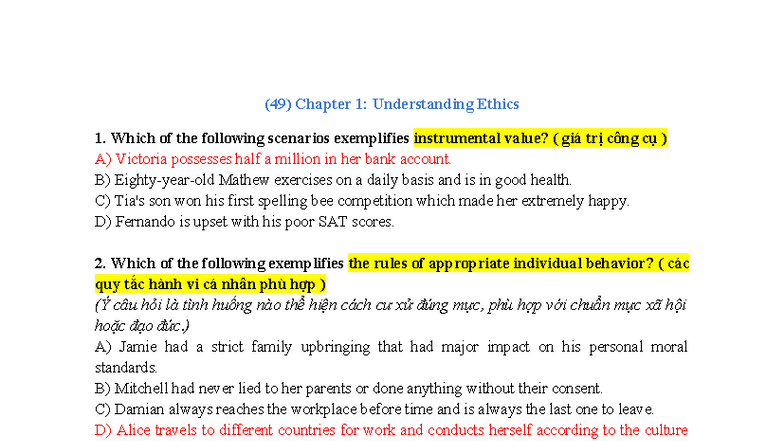 (49) Chapter 1: Understanding Ethics - Key Concepts and Scenarios - Studocu