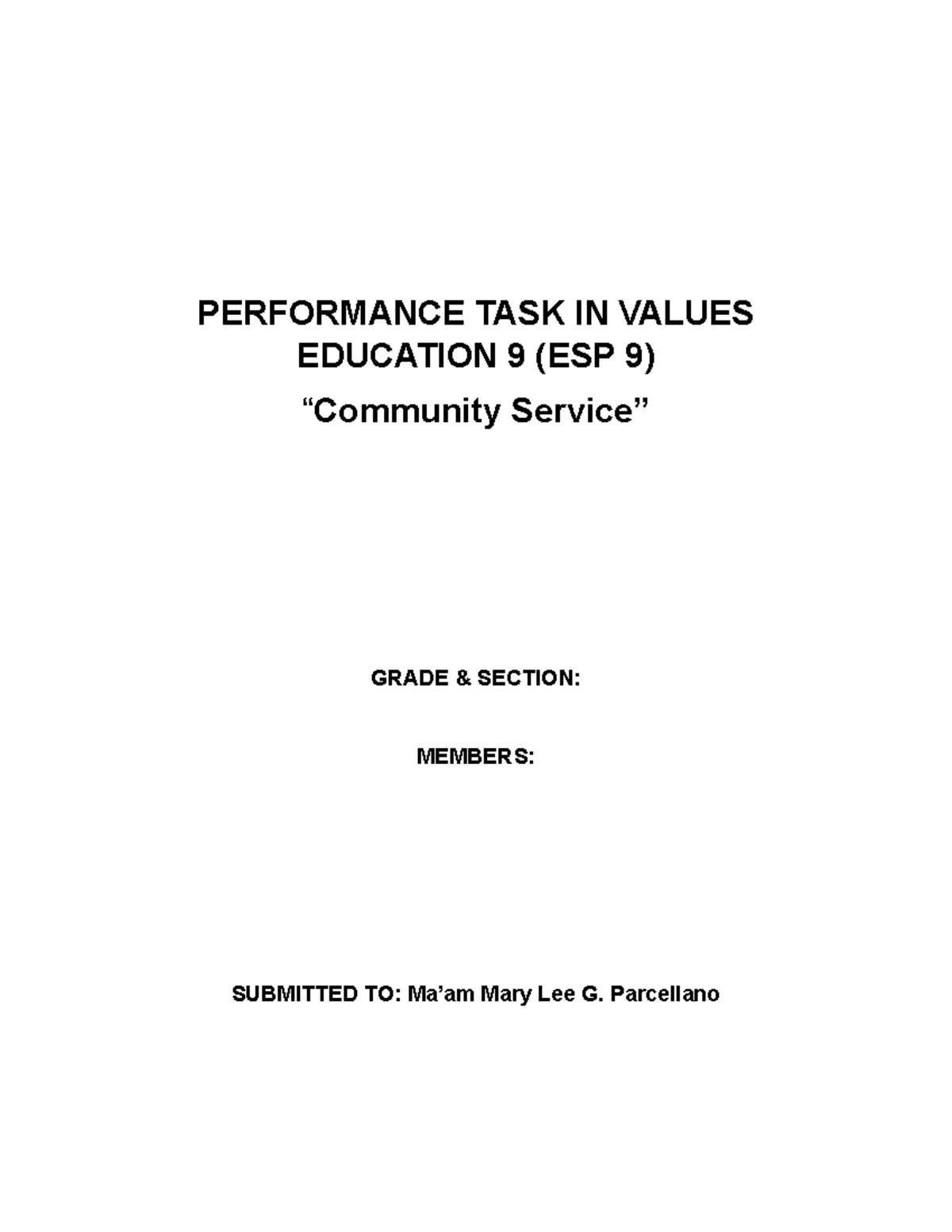 Performance TASK IN Values Education 9 - BSED Filipino I - PERFORMANCE ...