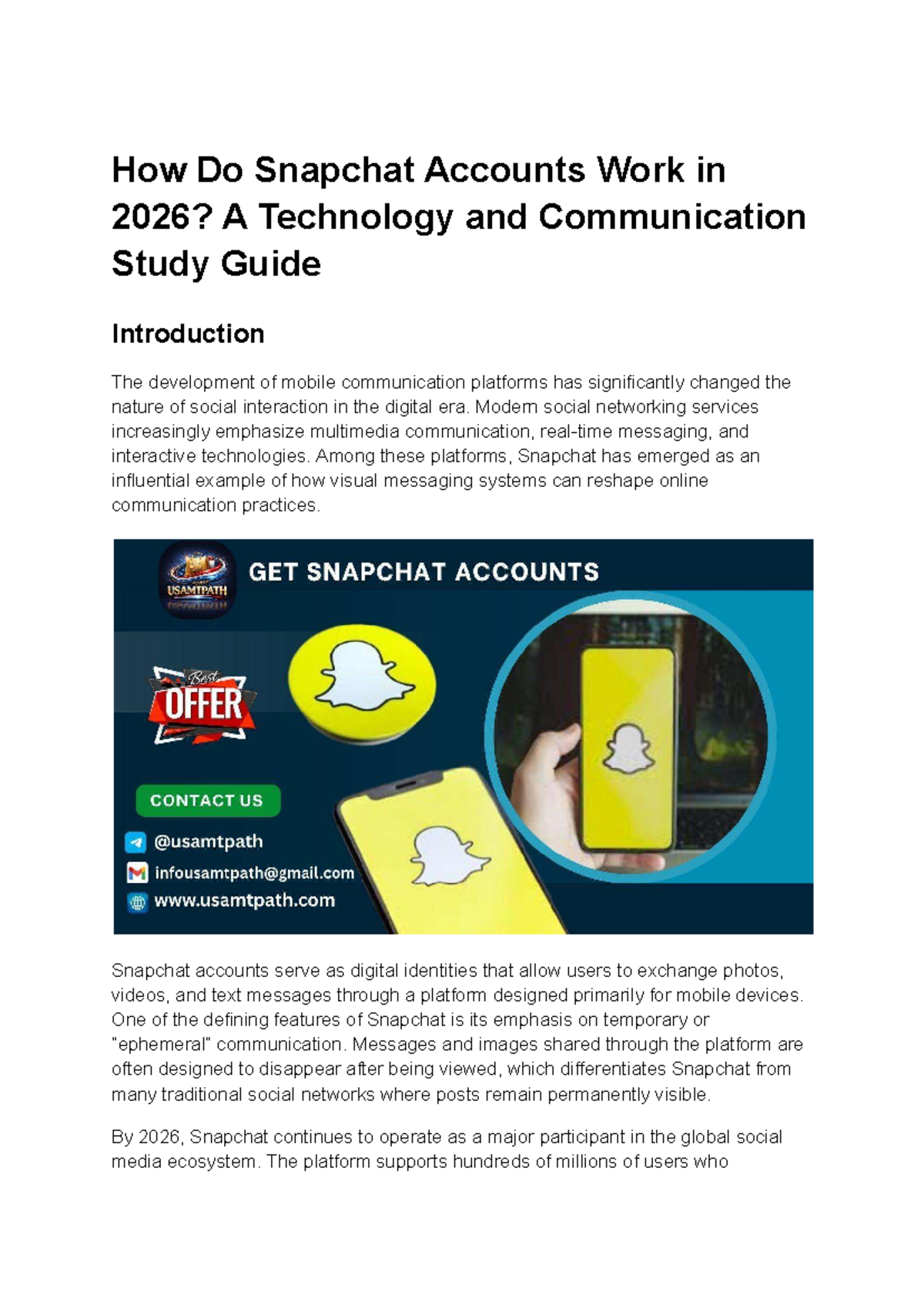 Snapchat Accounts and Their Role in Multimedia Communication (2026 ...