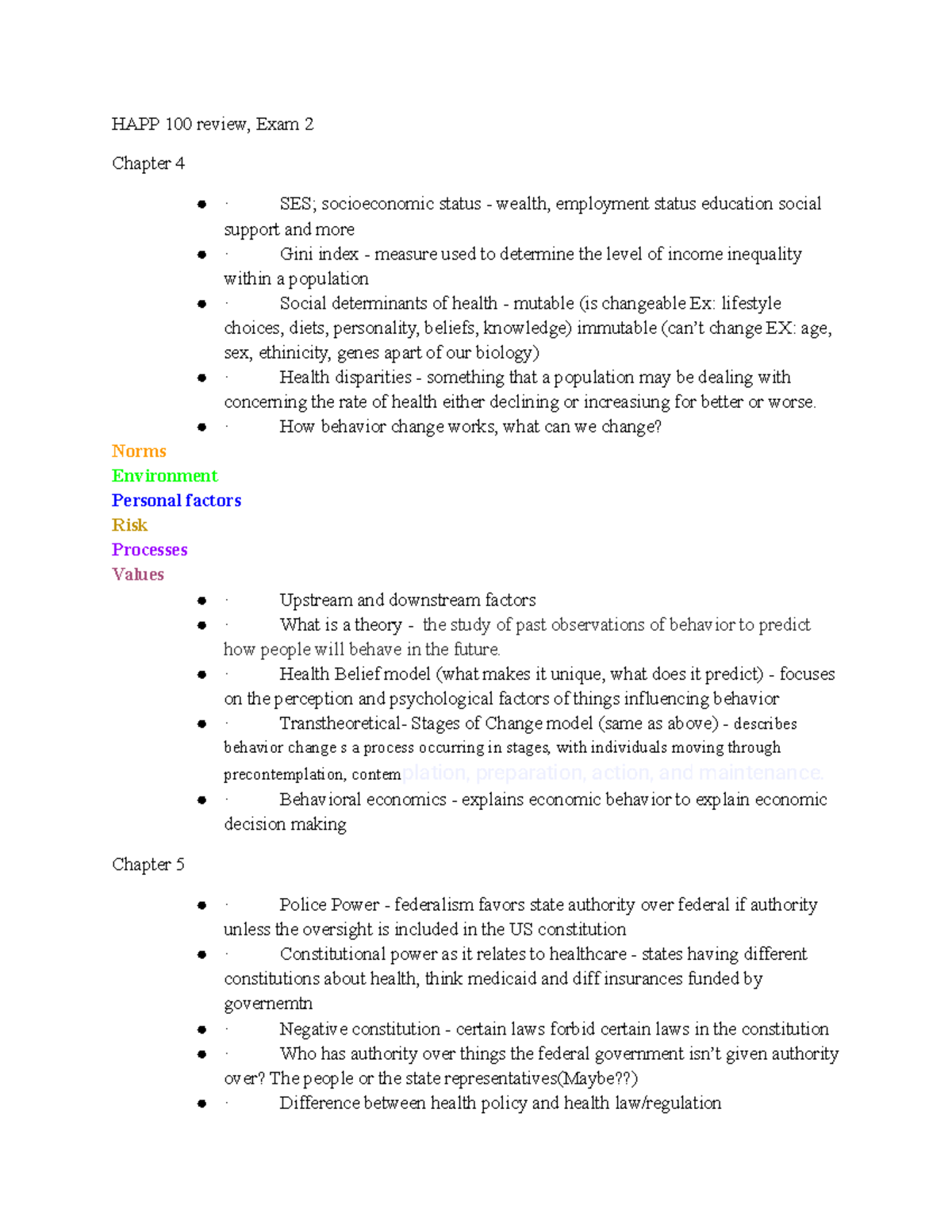 HAPP 100 Exam 2 Review: Key Concepts from Chapters 4 to 11 - Studocu