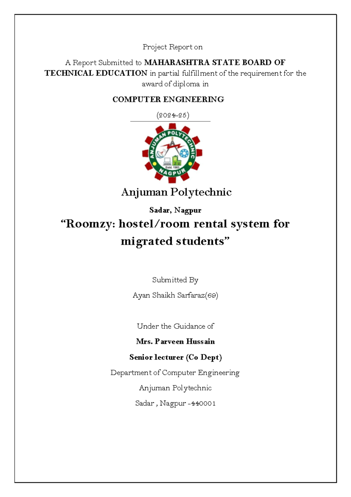 Ayan - cpp project file - Project Report on A Report Submitted to ...