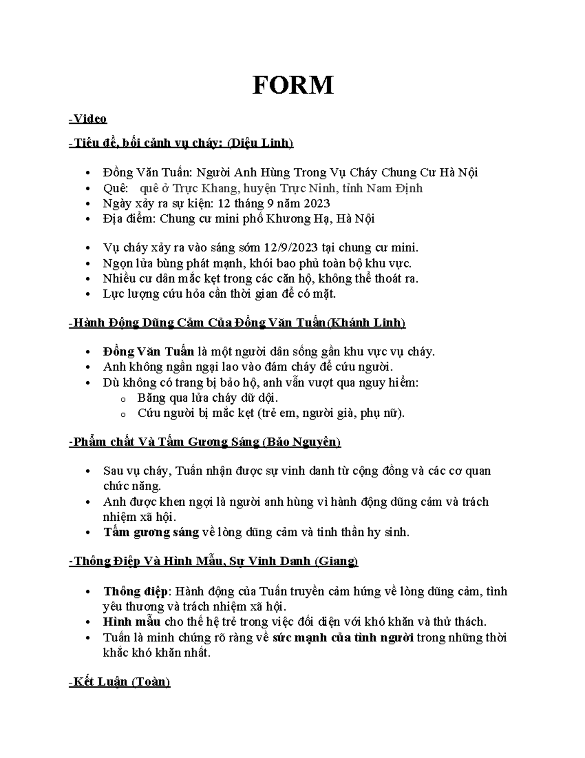 FORM - rrrrrr - FORM -Video - Tiêu đề, bối cảnh vụ cháy: (Diệu Linh ...
