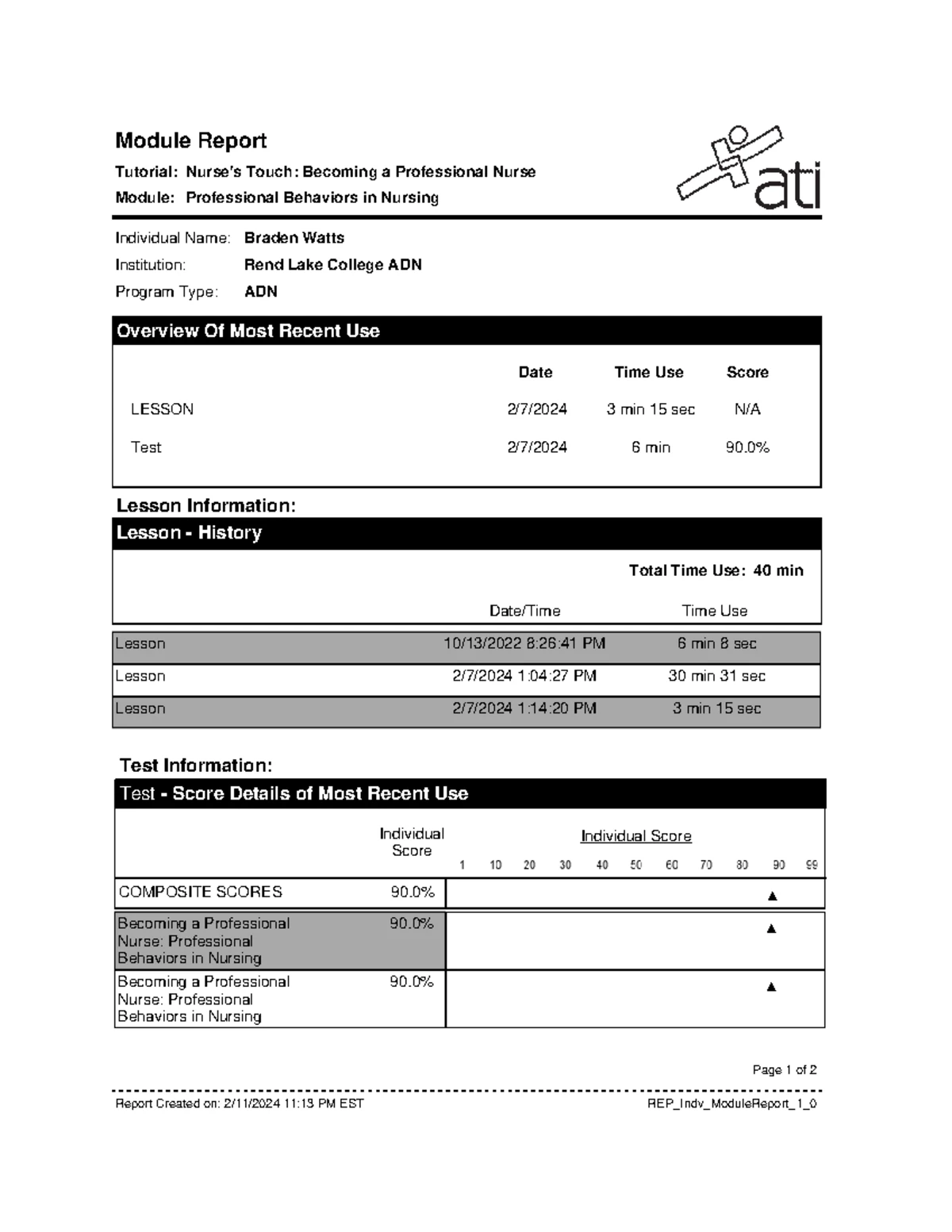 ADN Module Report - Skills Module 3: Blood Administration Performance ...