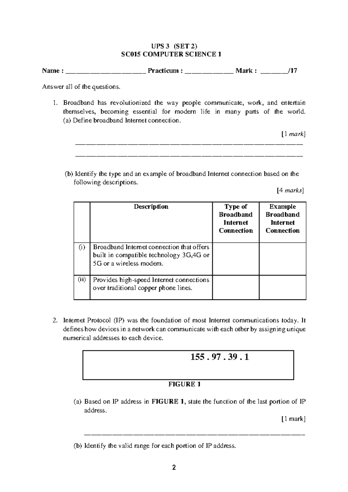 SC015 Computer Science 1 Practicum Questions (SET 2) 2024-2025 - Studocu