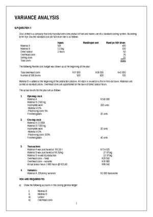 Variance Analysis Revision Pack ENG - MANAGEMENT ACCOUNTING 378 ...